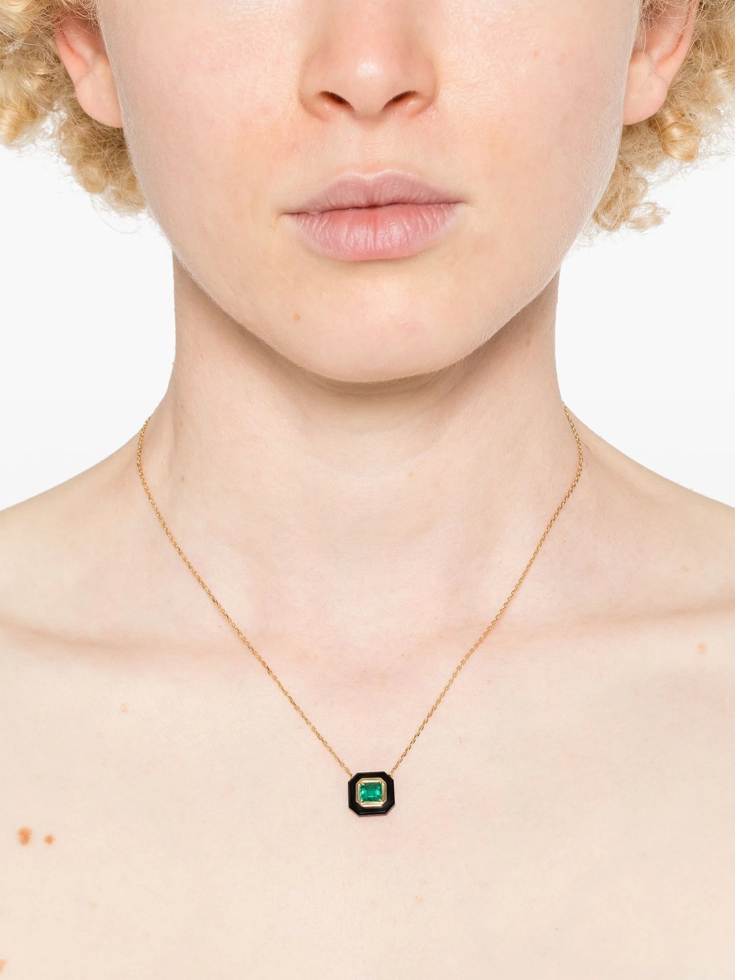 18kt yellow gold Frame multi-stone necklace