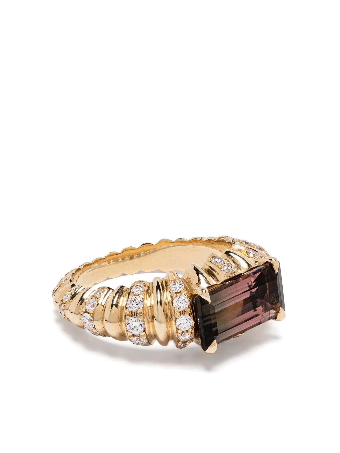 18kt yellow gold One of a Kind Fluted Crescent ring
