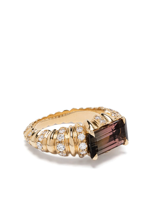 18kt yellow gold One of a Kind Fluted Crescent ring