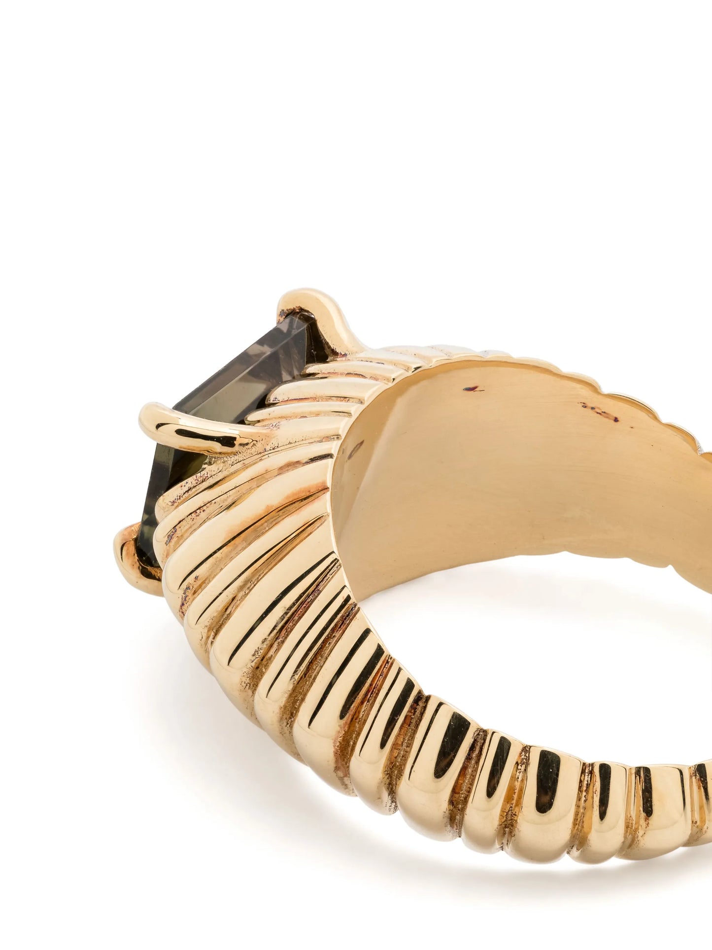 18kt yellow gold XL Fluted Crescent tourmaline ring