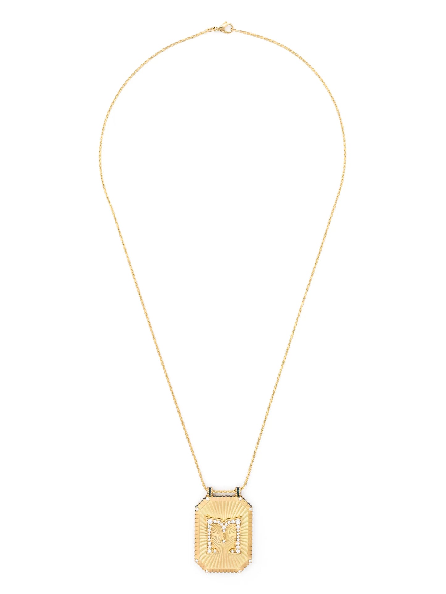 18kt yellow gold M Letter Scapular diamond necklace