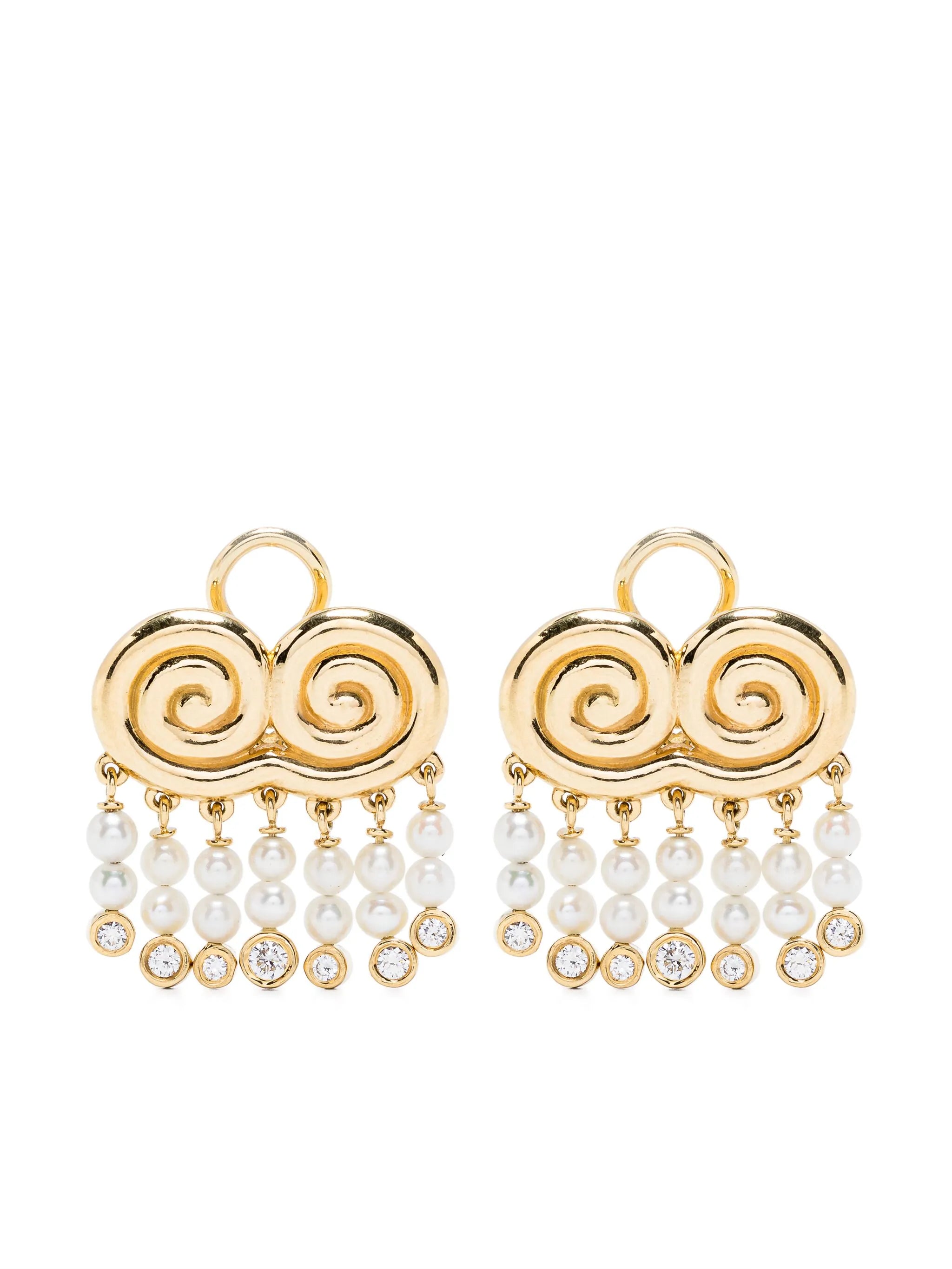 18kt yellow gold Agni pearls and diamonds earrings