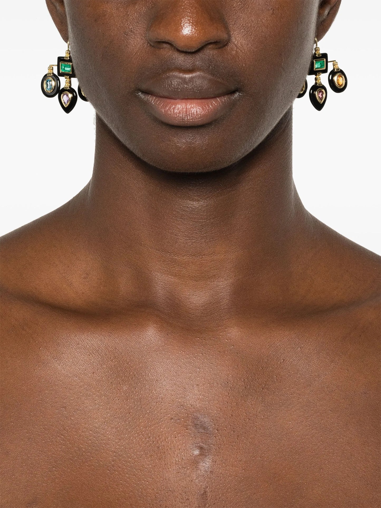 18kt yellow gold Seven Chakras earrings