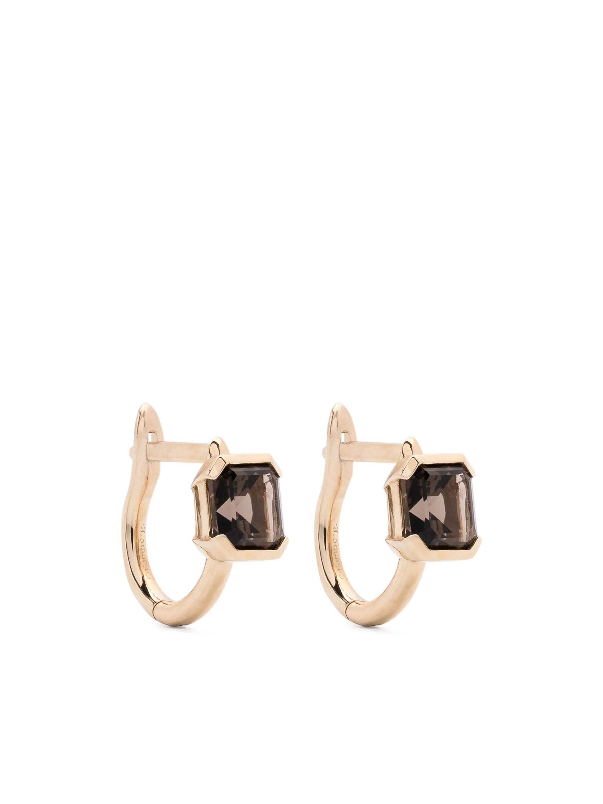 9K yellow gold domino smoky quartz earrings