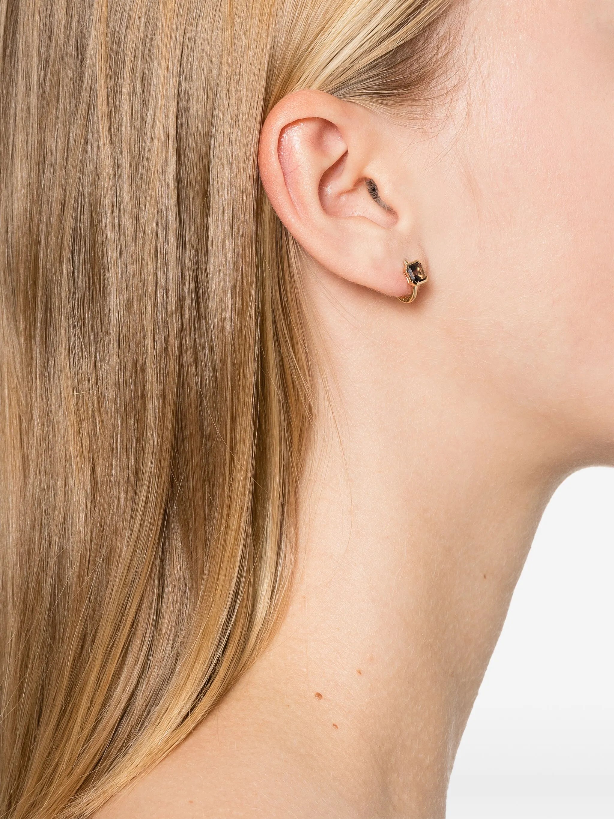 9K yellow gold domino smoky quartz earrings