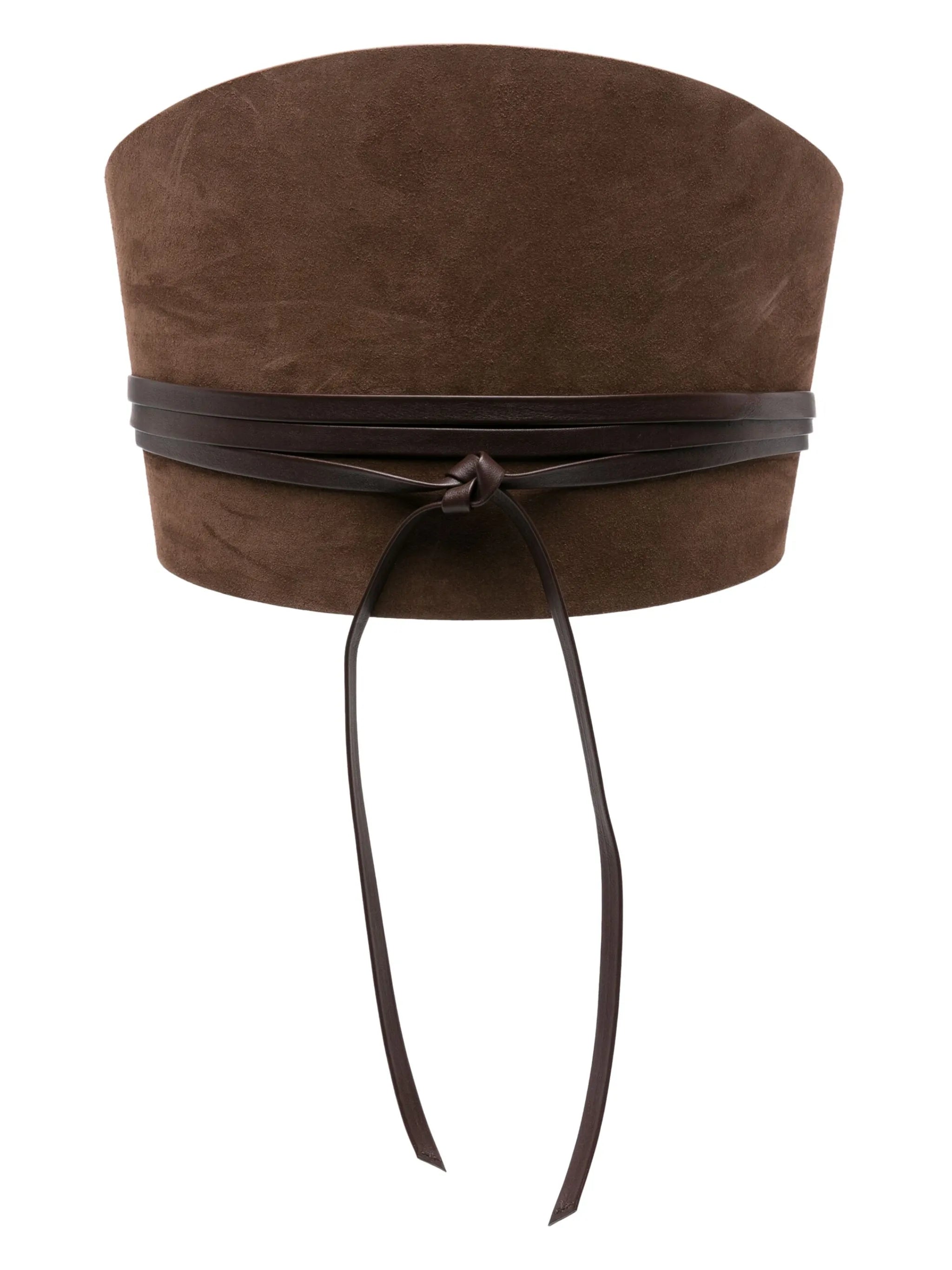 Undone corset chocolate suede belt