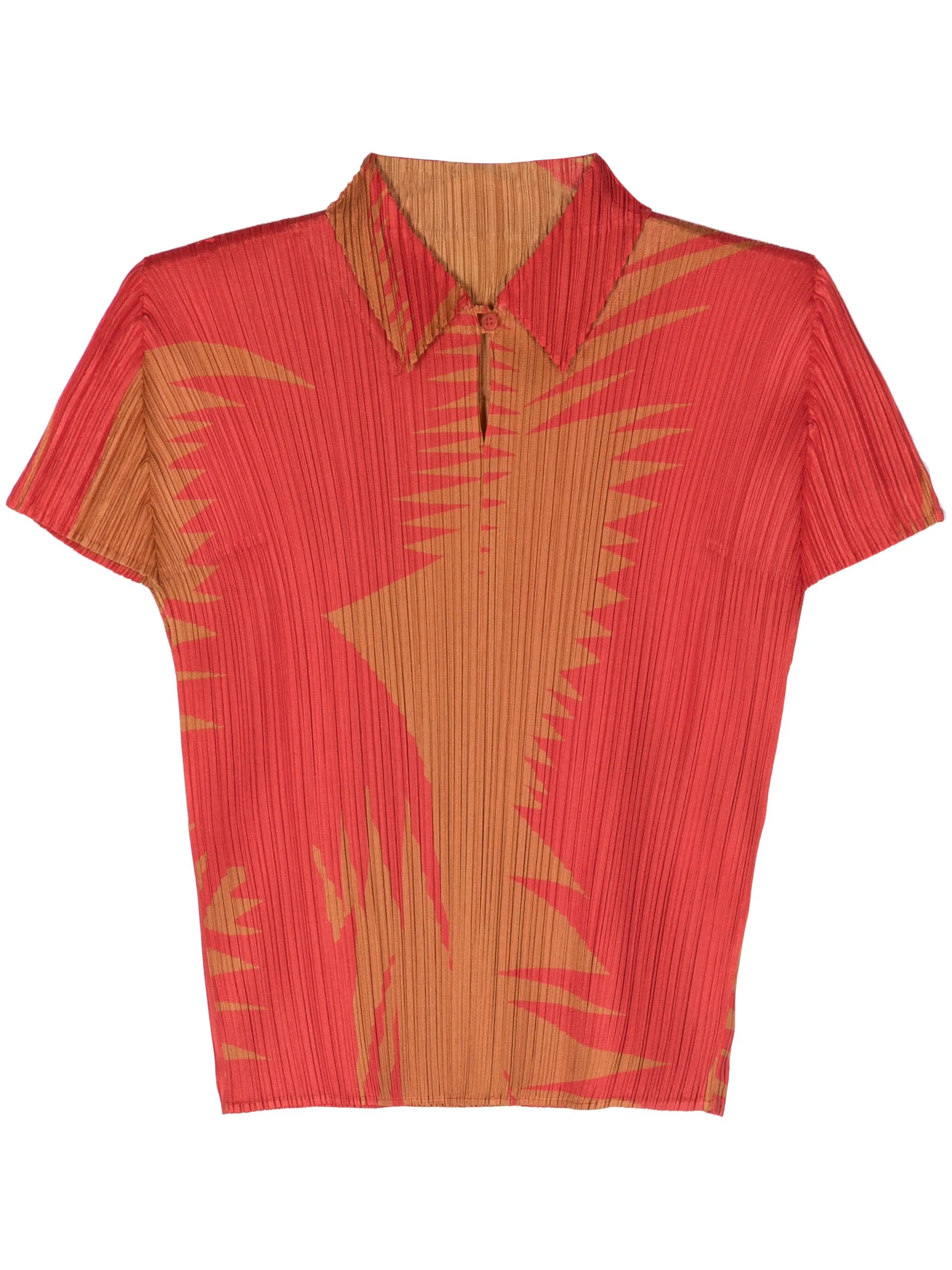 abstract-print plissé blouse