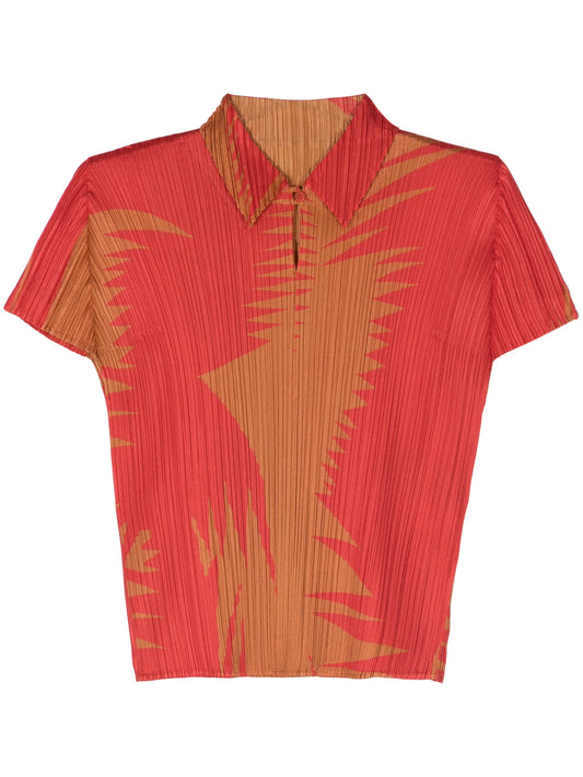 abstract-print plissé blouse