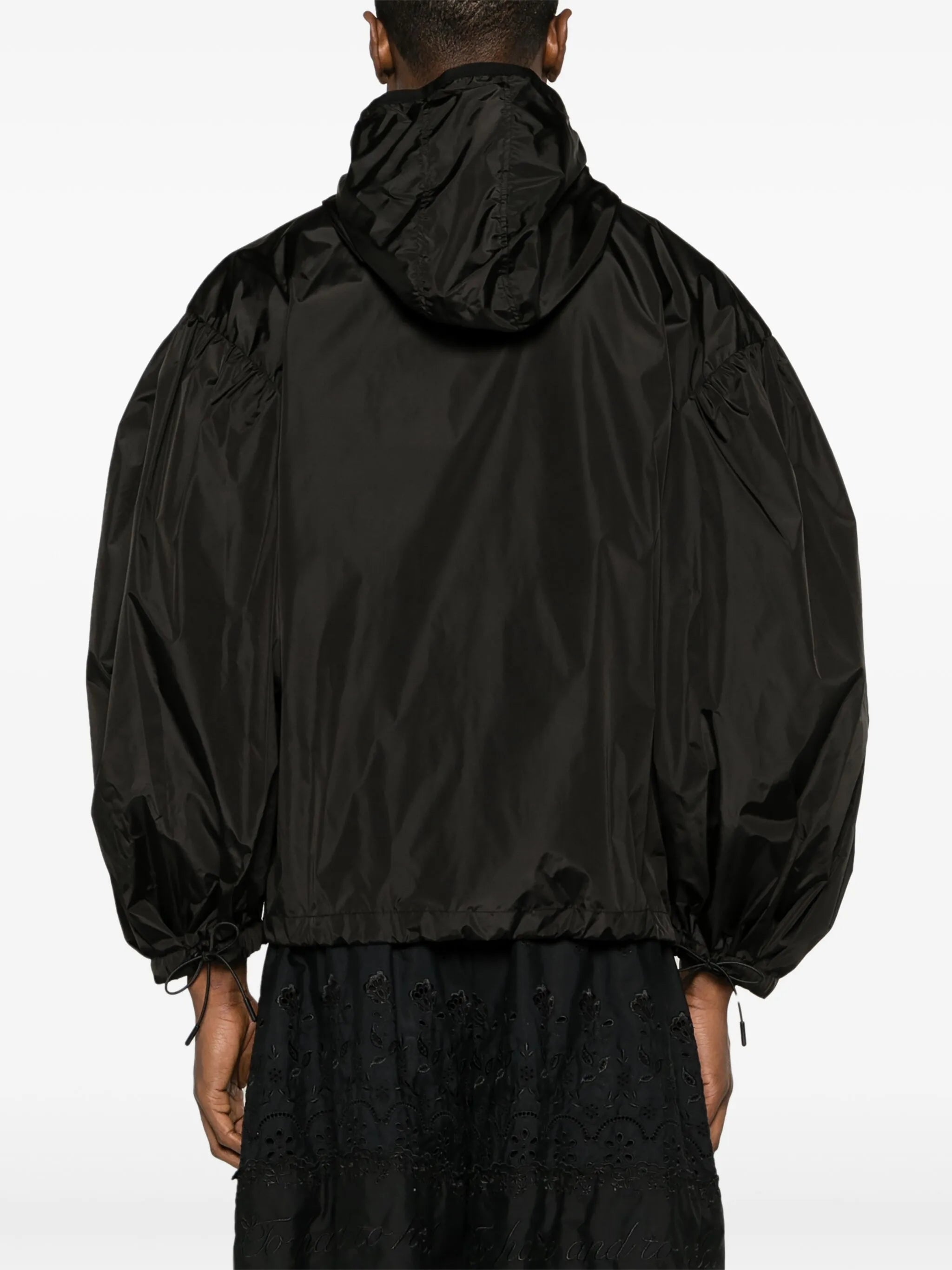 floral-appliqué hooded jacket