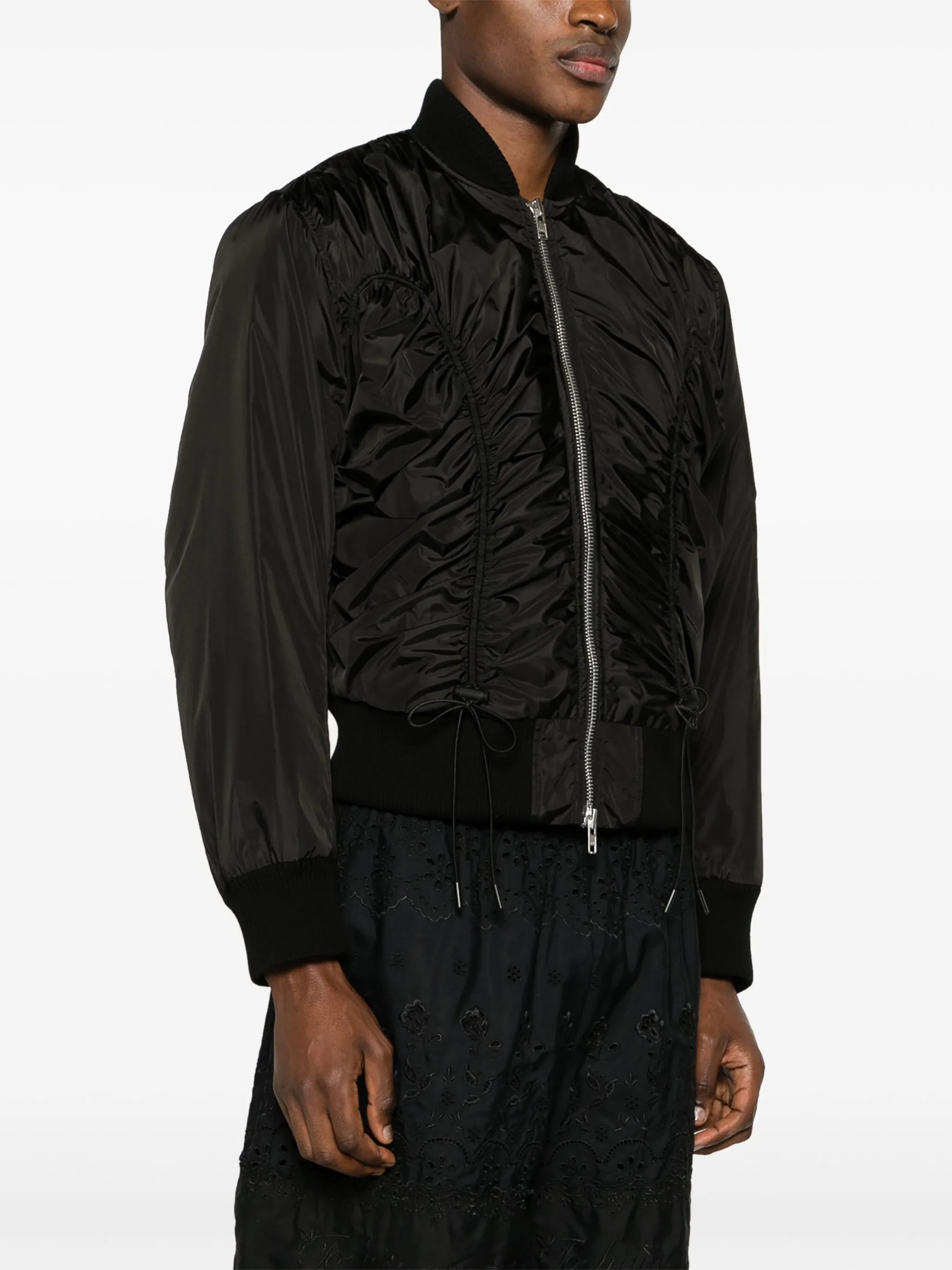 ruched bomber jacket