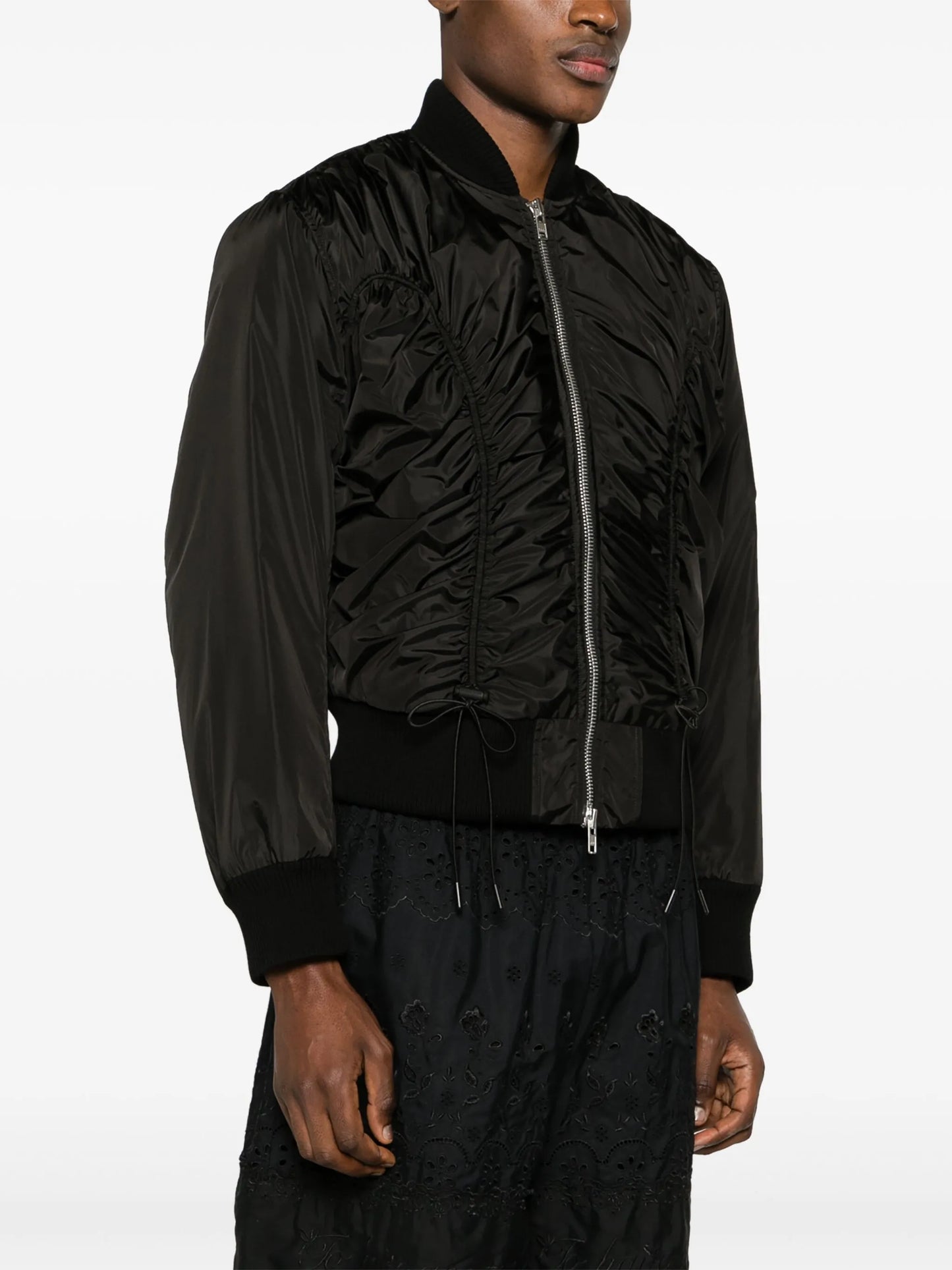 ruched bomber jacket