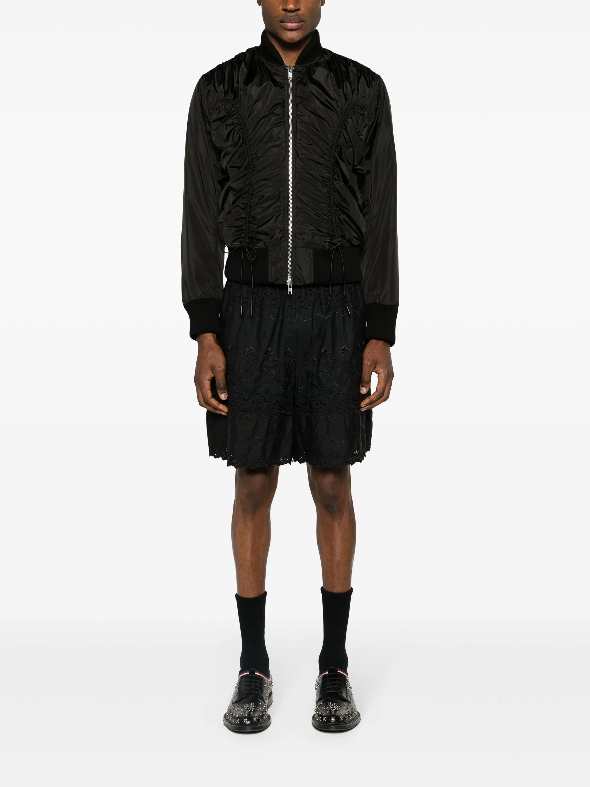 ruched bomber jacket