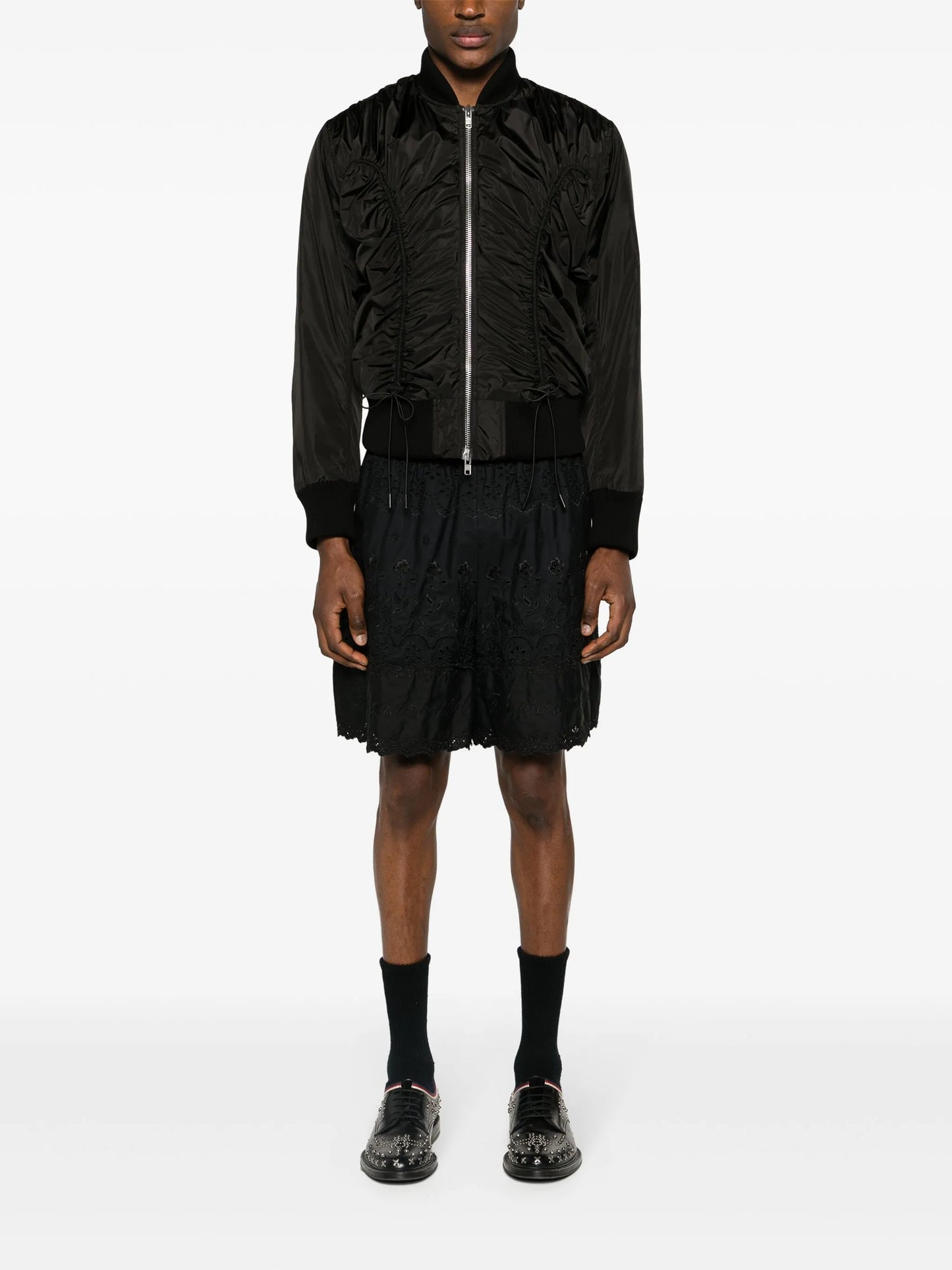 ruched bomber jacket