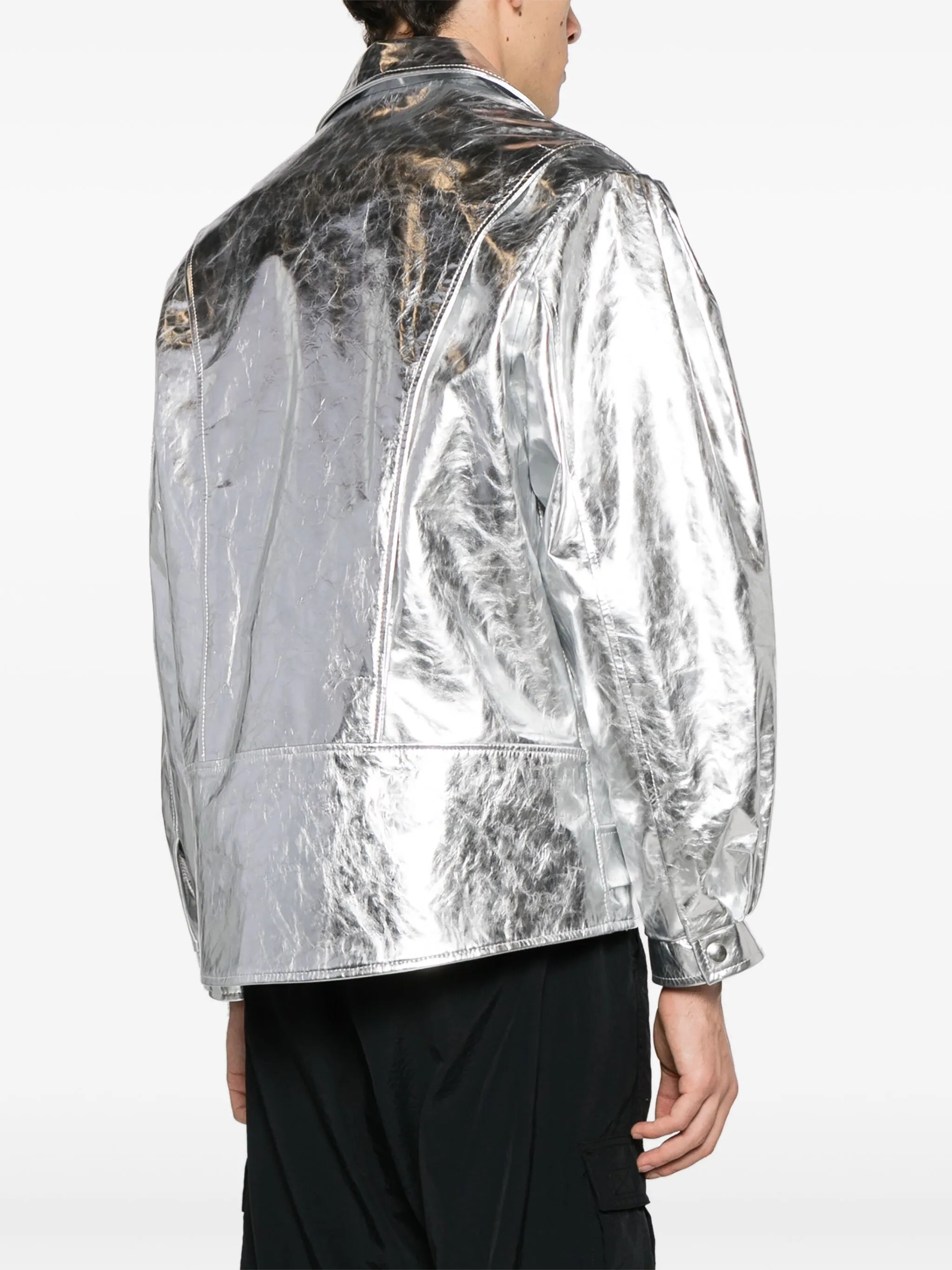 metallic-leather biker jacket