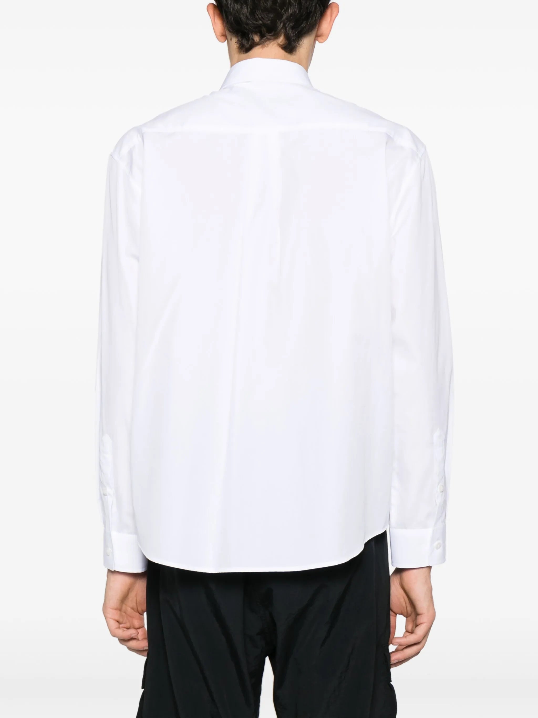 rose-embroidered cotton shirt