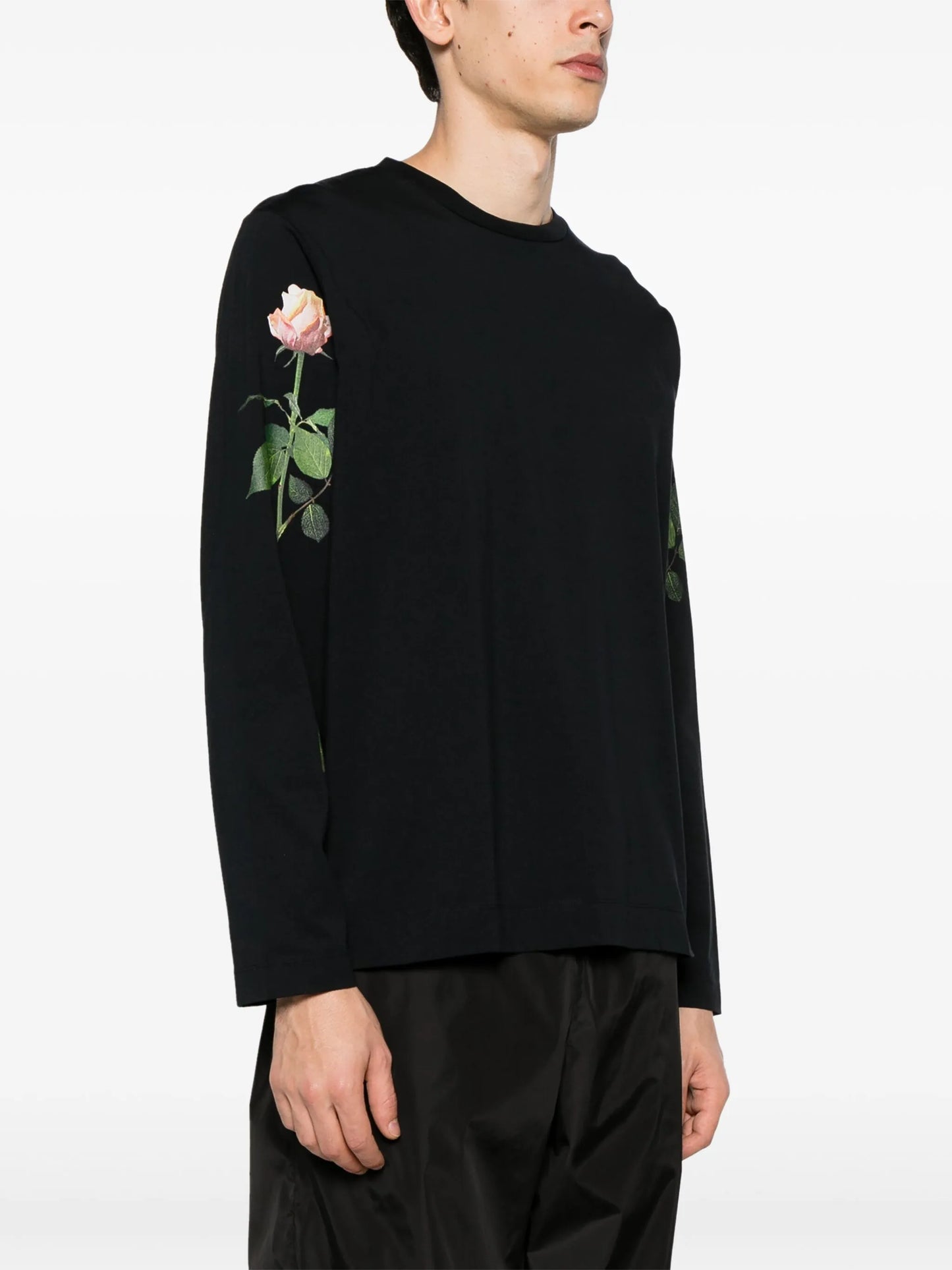 rose-print cotton T-shirt