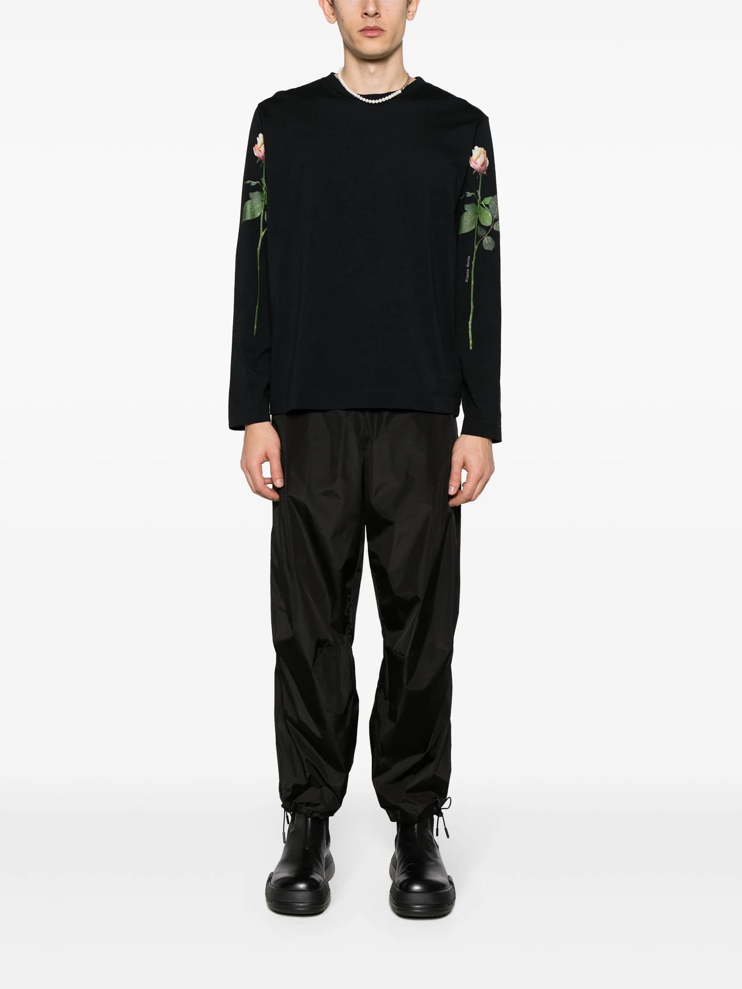 rose-print cotton T-shirt