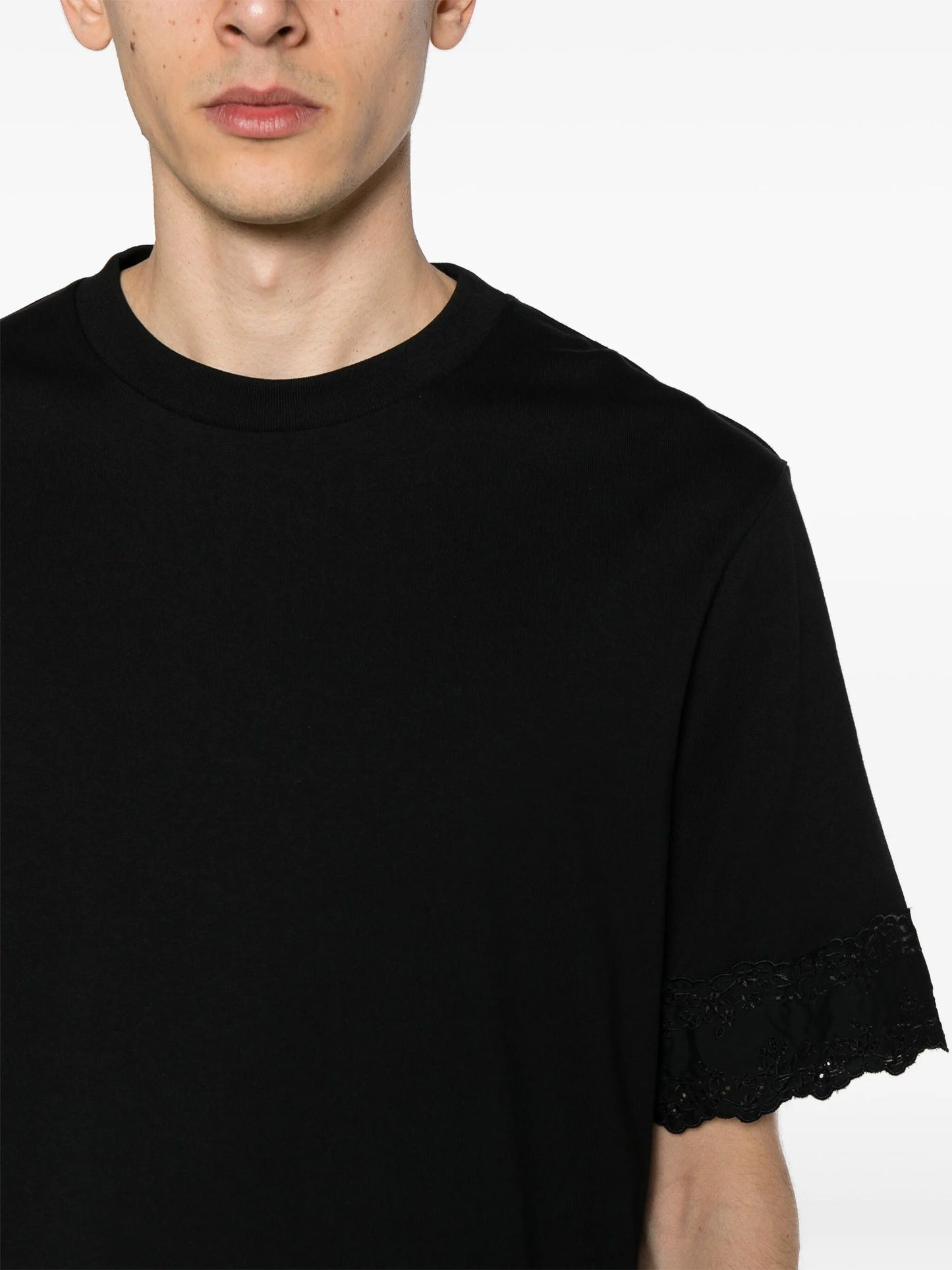 floral-embroidered cotton T-shirt