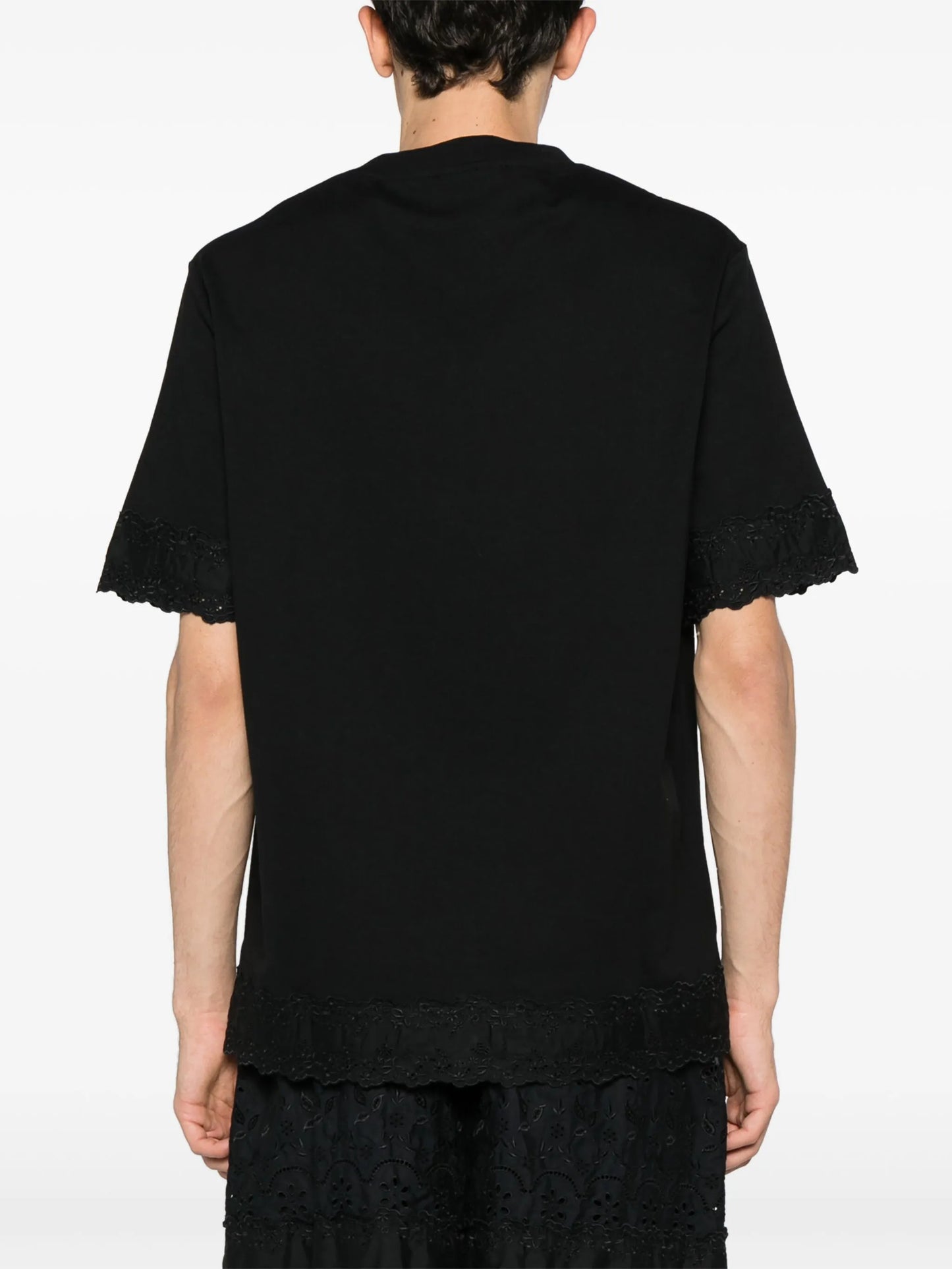 floral-embroidered cotton T-shirt