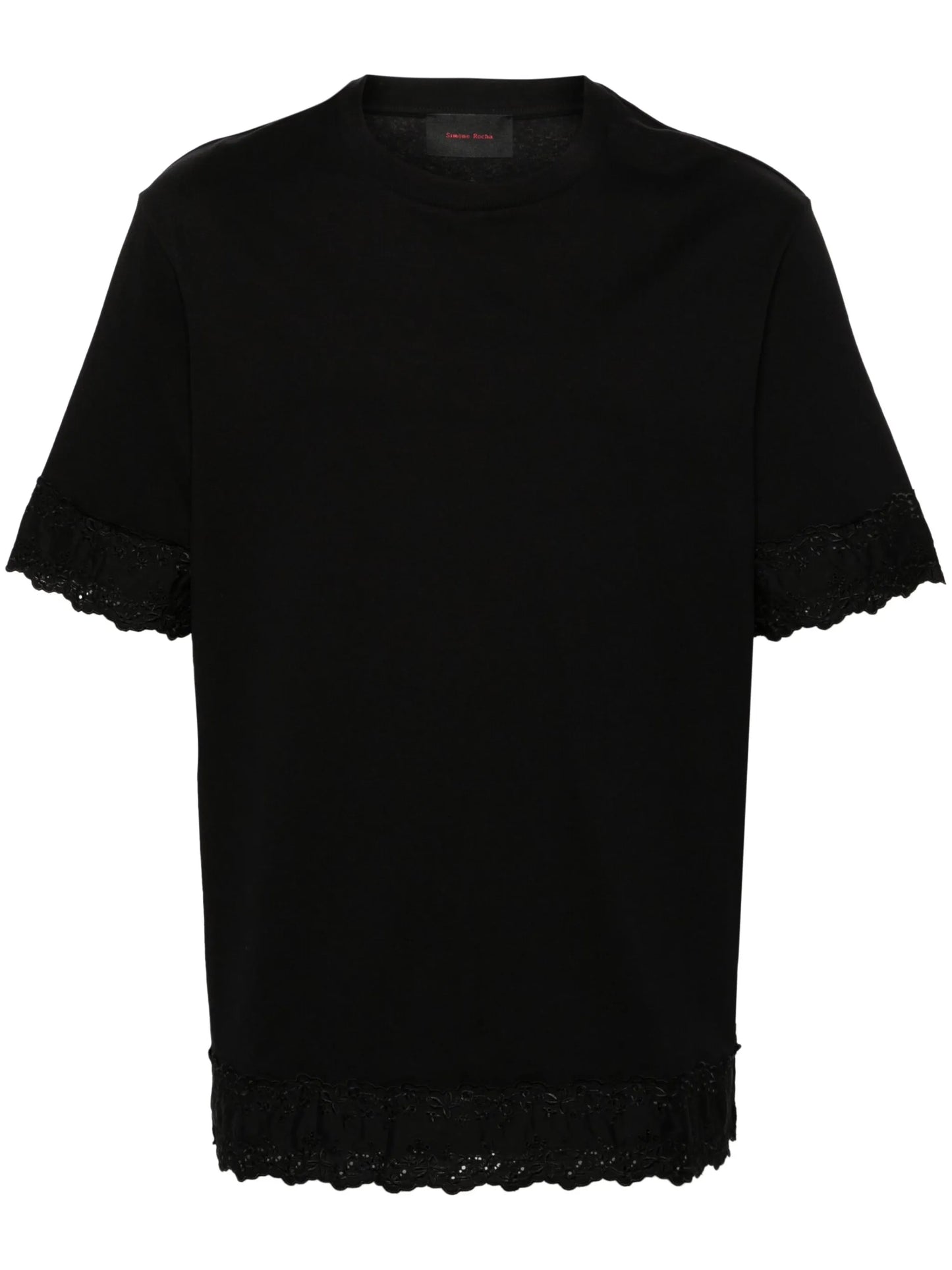 floral-embroidered cotton T-shirt