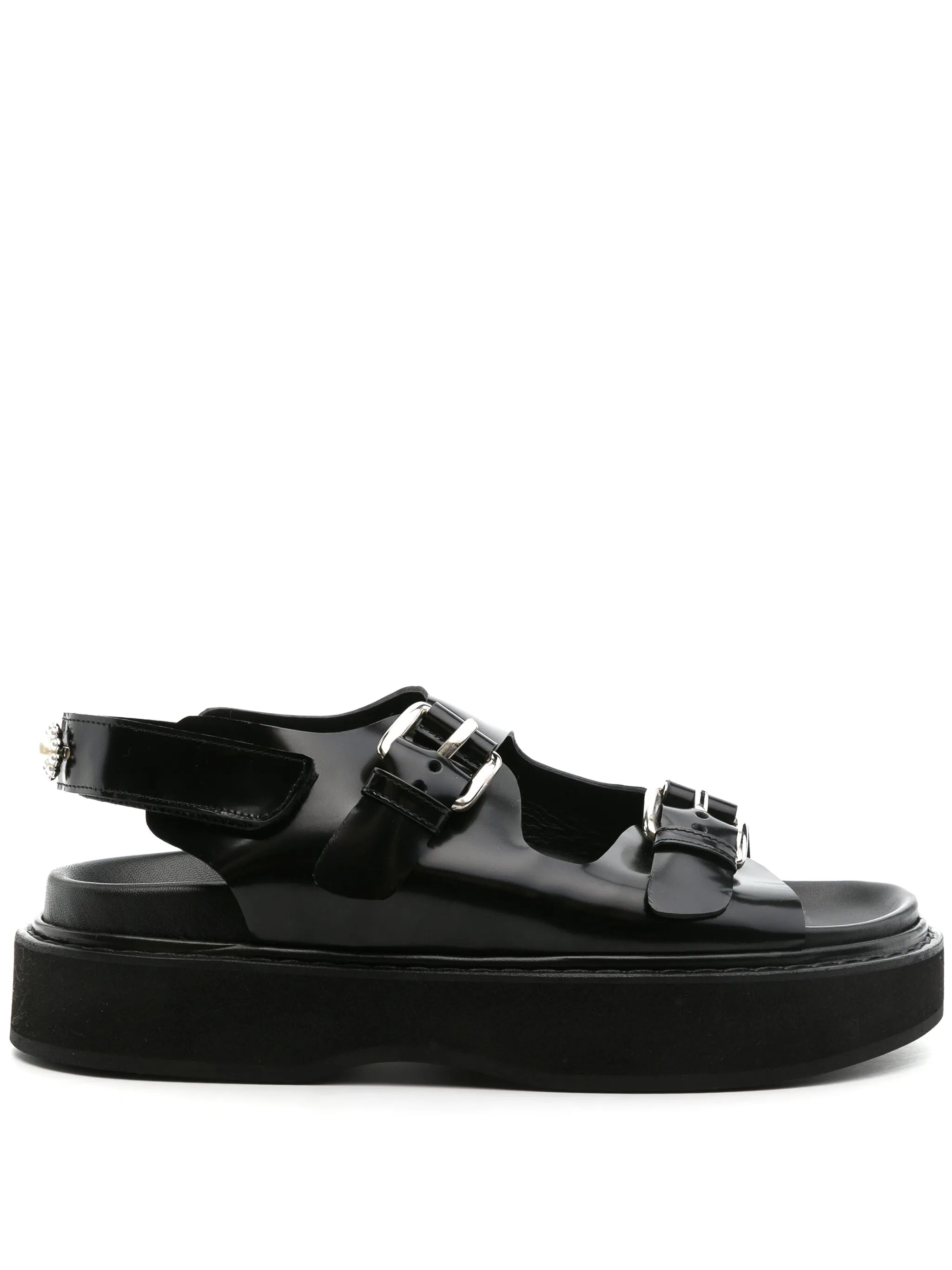 peral-detail leather flatform sandals