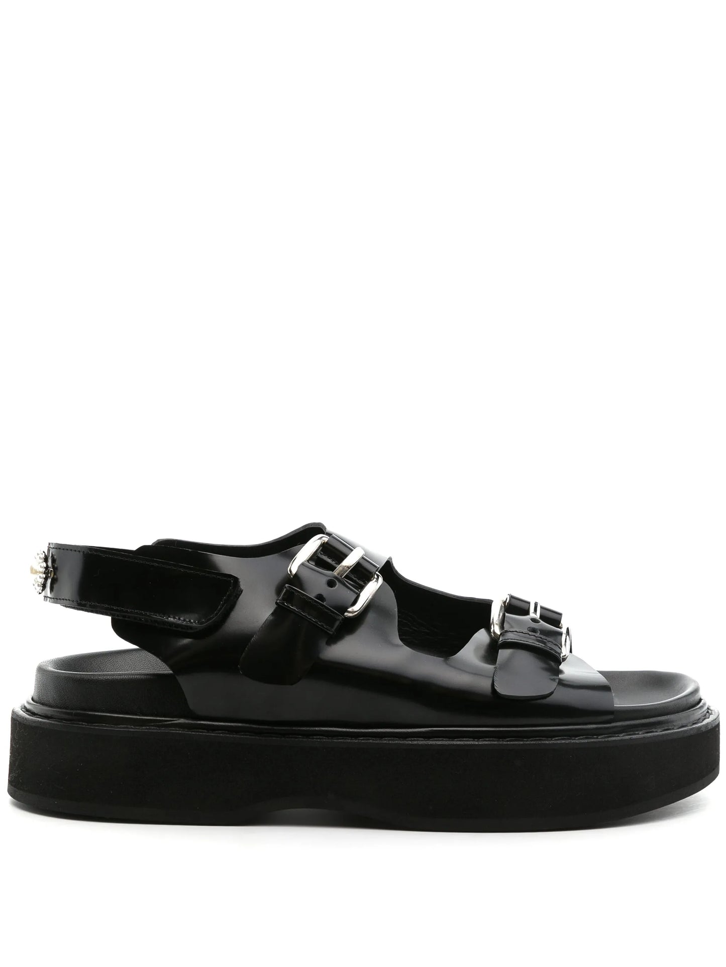 peral-detail leather flatform sandals