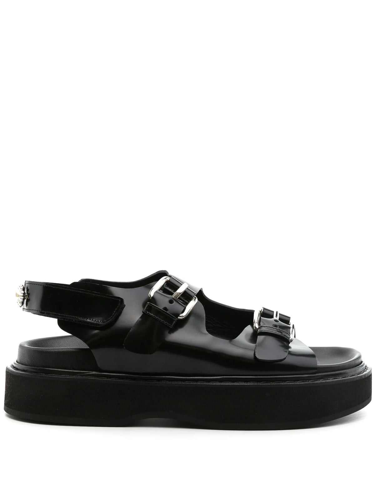 peral-detail leather flatform sandals