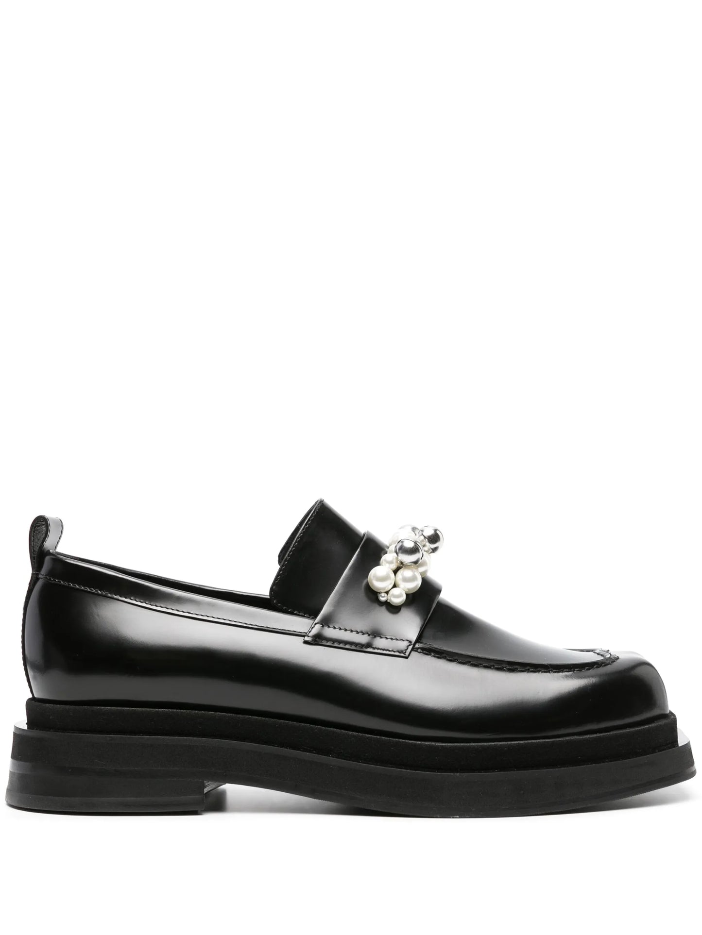 pearl-detail leather loafers