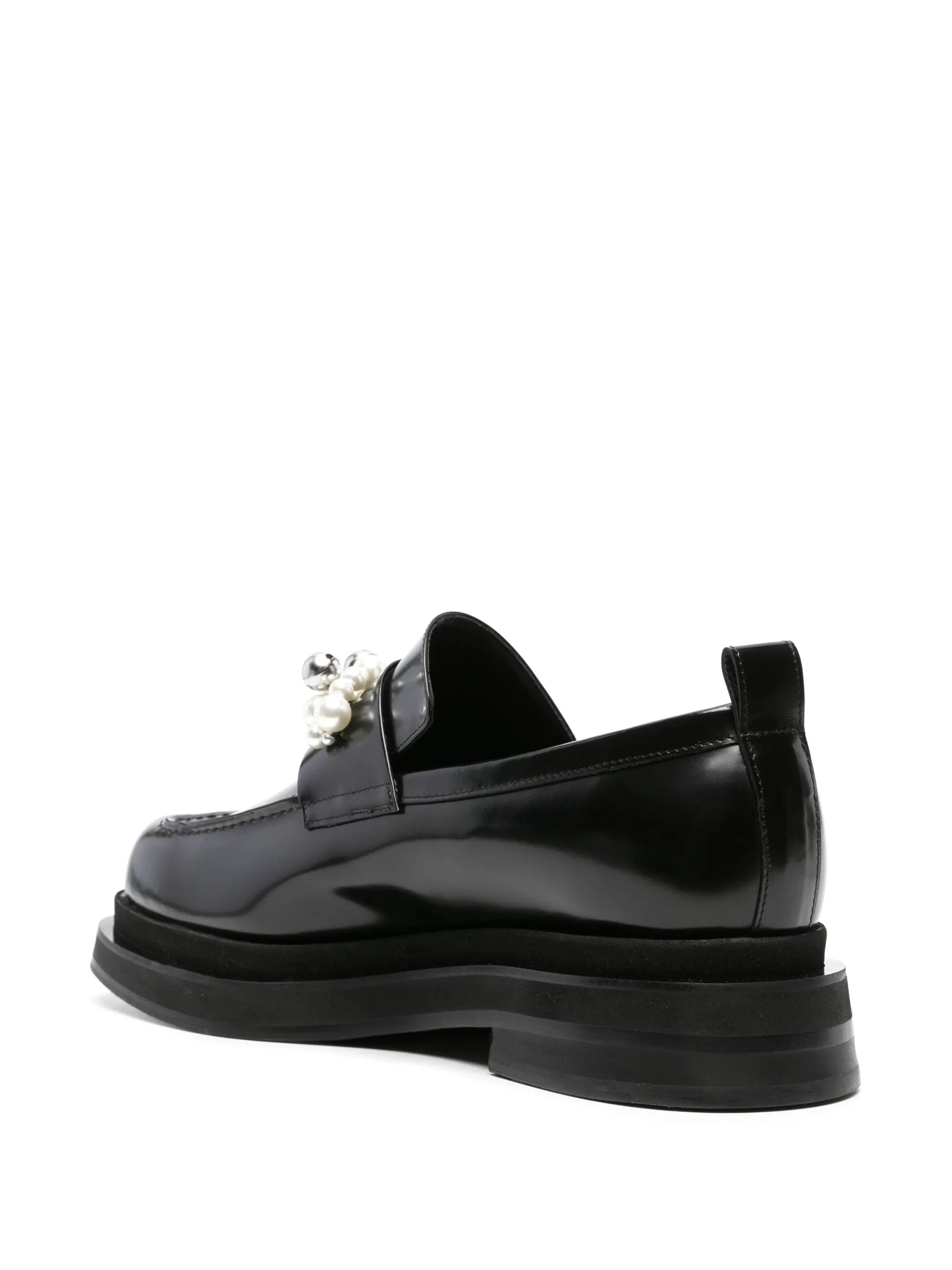 pearl-detail leather loafers