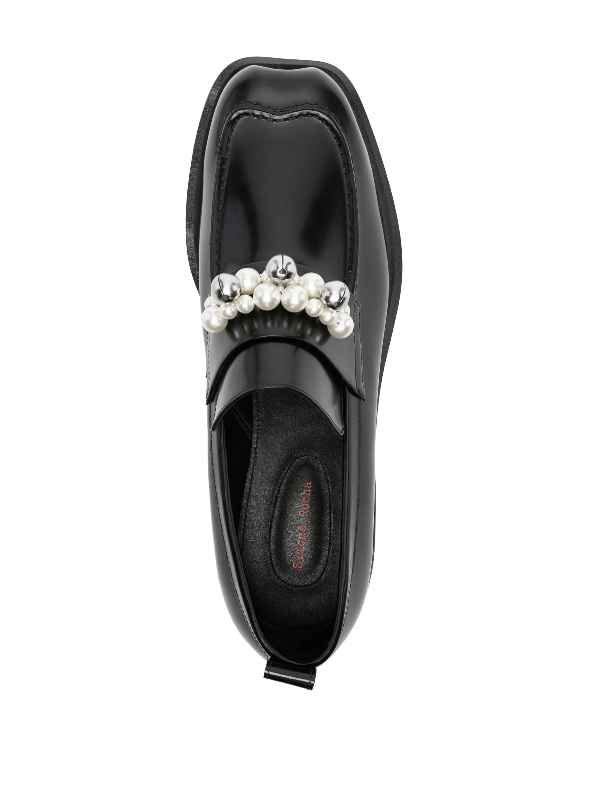 pearl-detail leather loafers