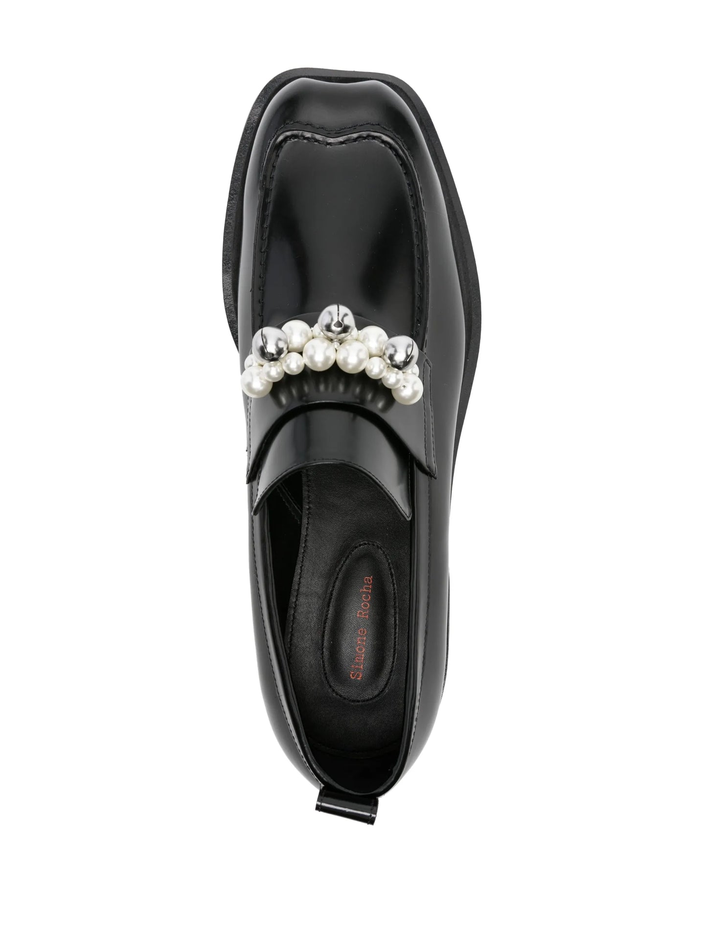 pearl-detail leather loafers