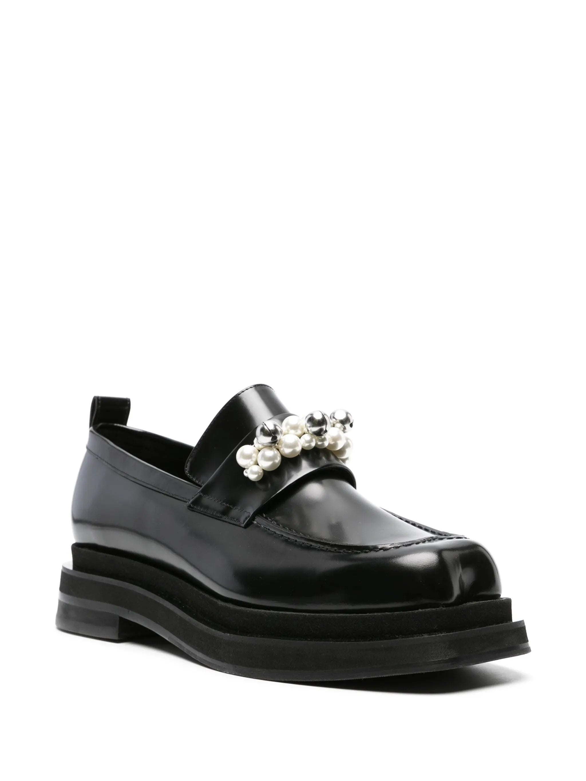 pearl-detail leather loafers