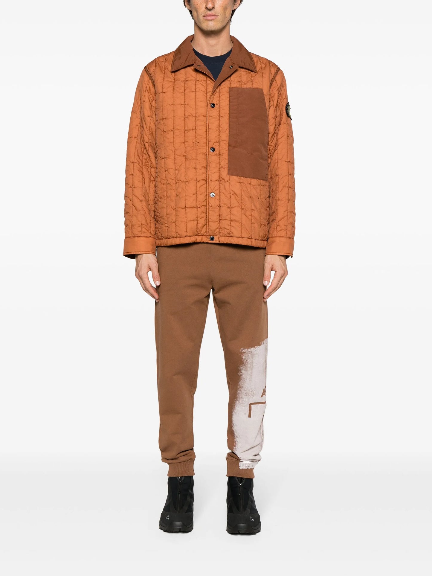 contrasting-panels quilted jacket