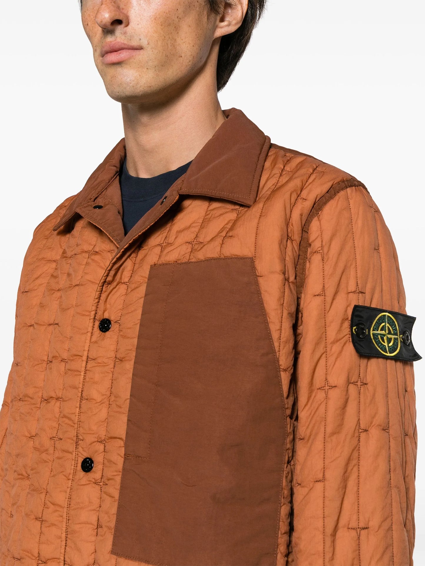 contrasting-panels quilted jacket