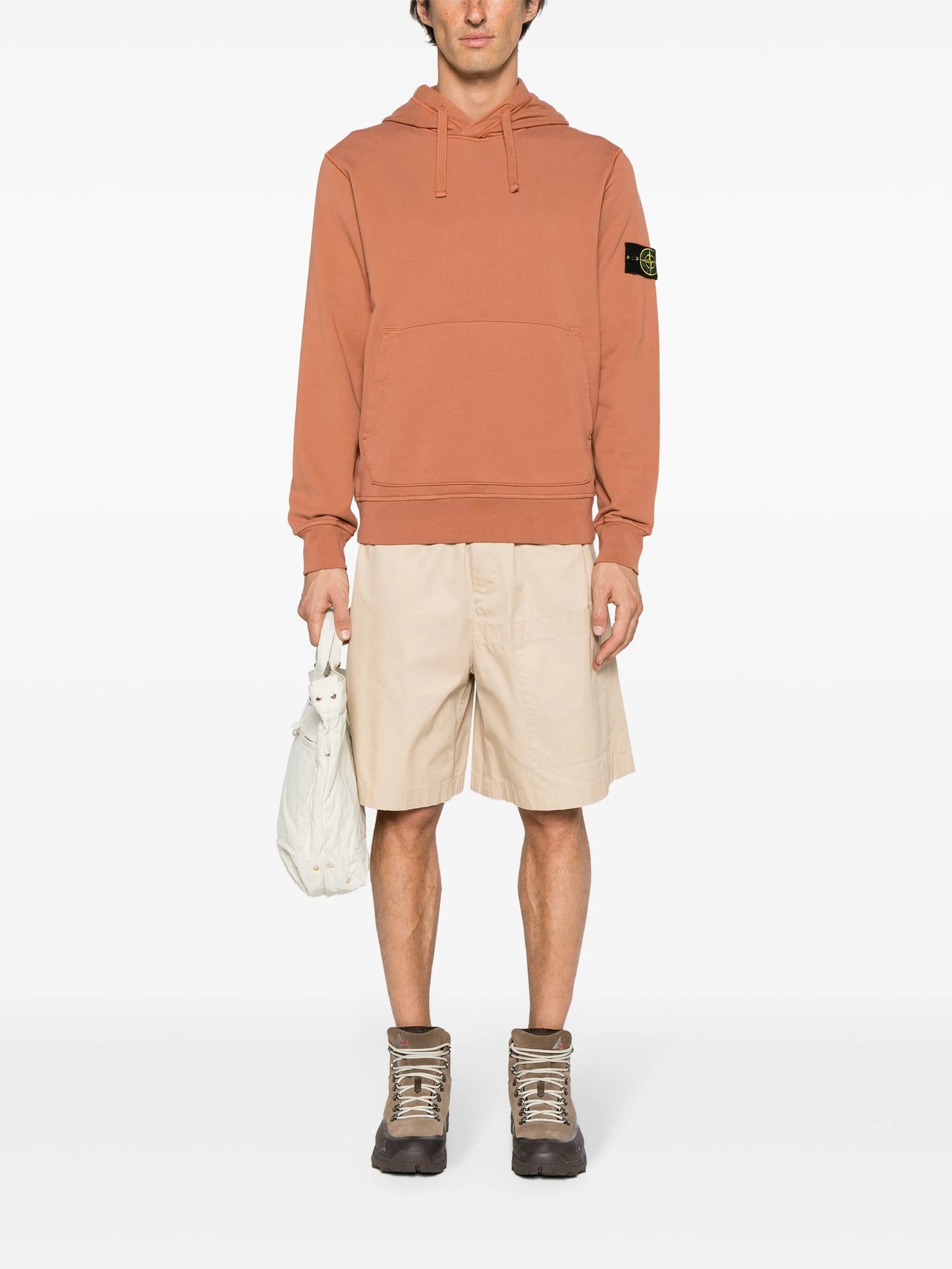 Compass-badge cotton hoodie
