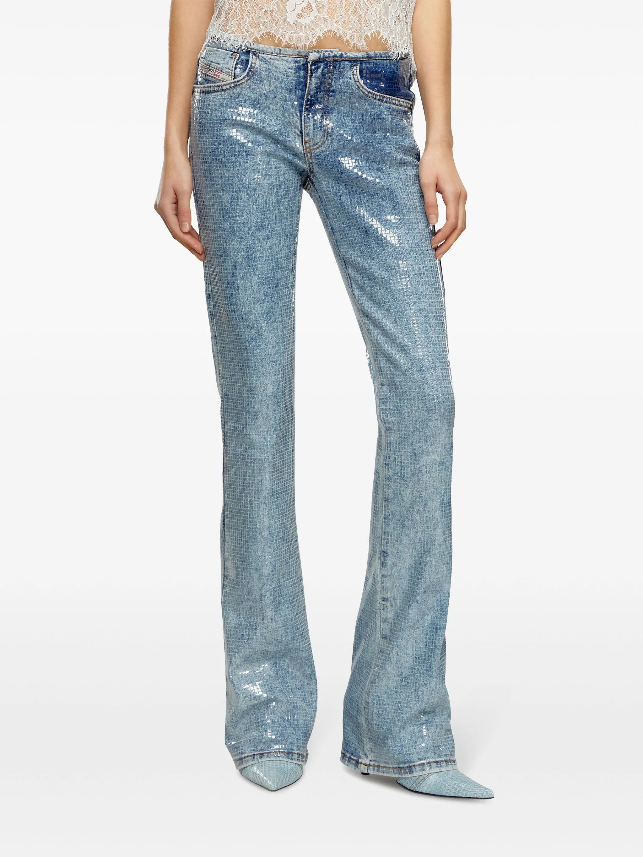 mid-rise flared jeans