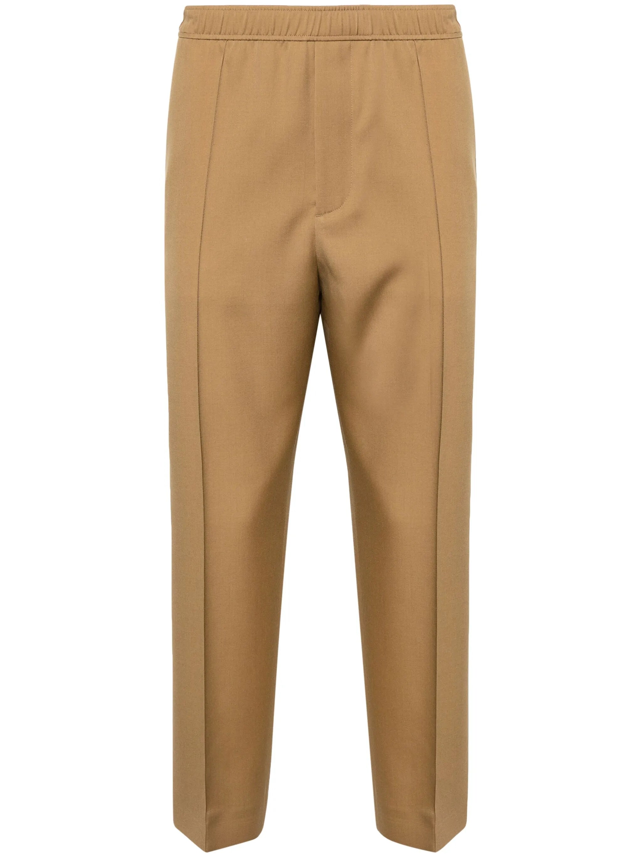tapered-leg wool trousers