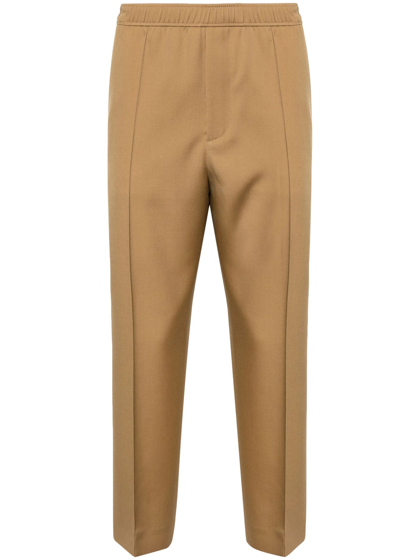 tapered-leg wool trousers