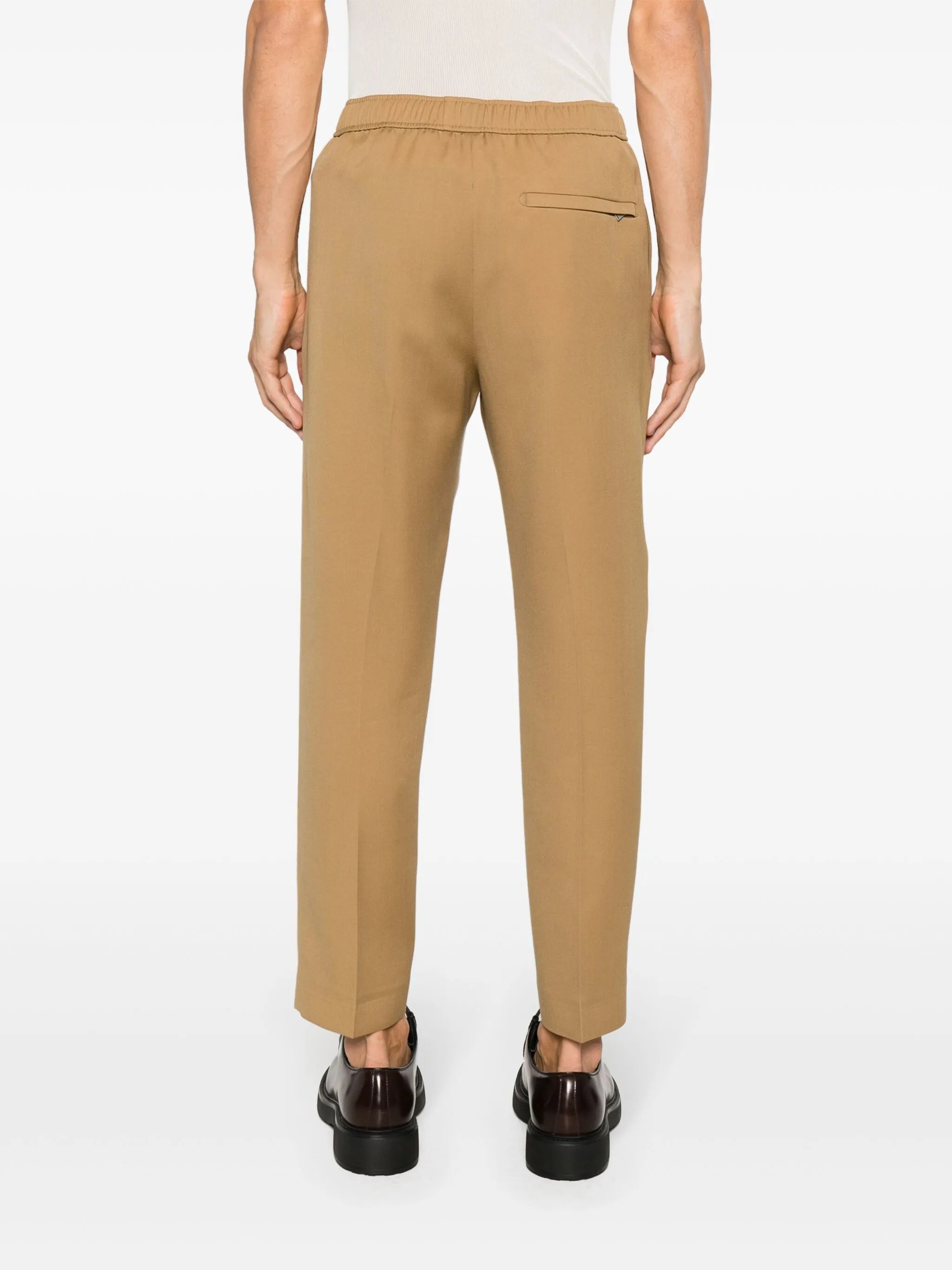 tapered-leg wool trousers