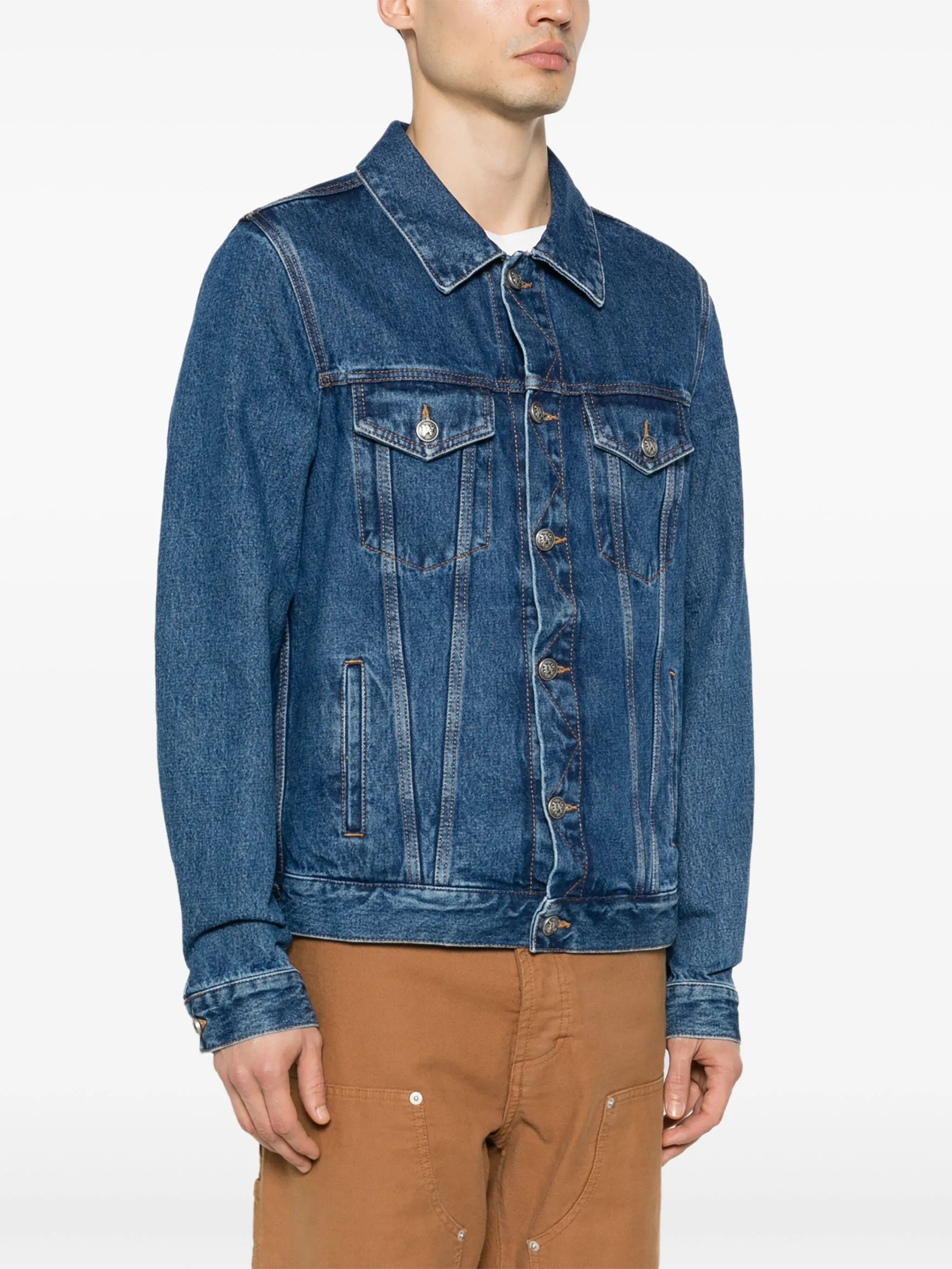 embossed-monogram denim jacket