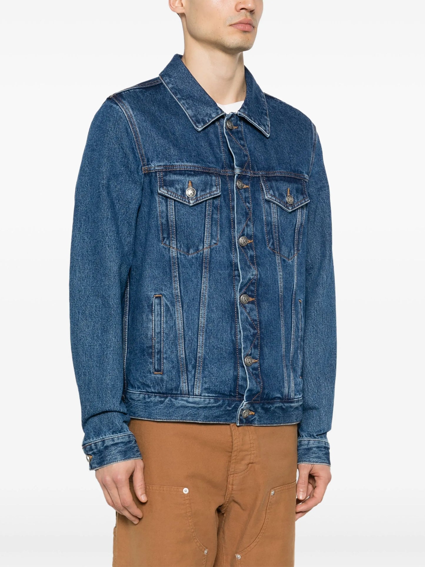 embossed-monogram denim jacket