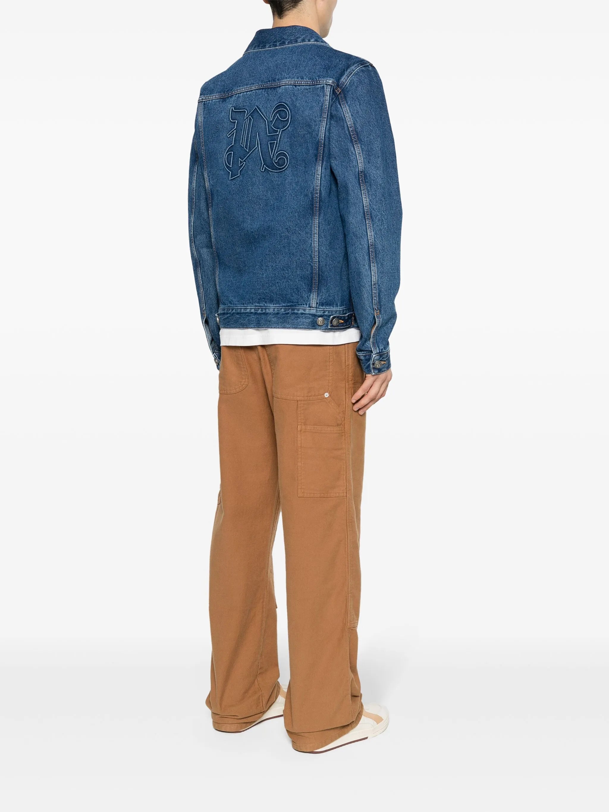 embossed-monogram denim jacket