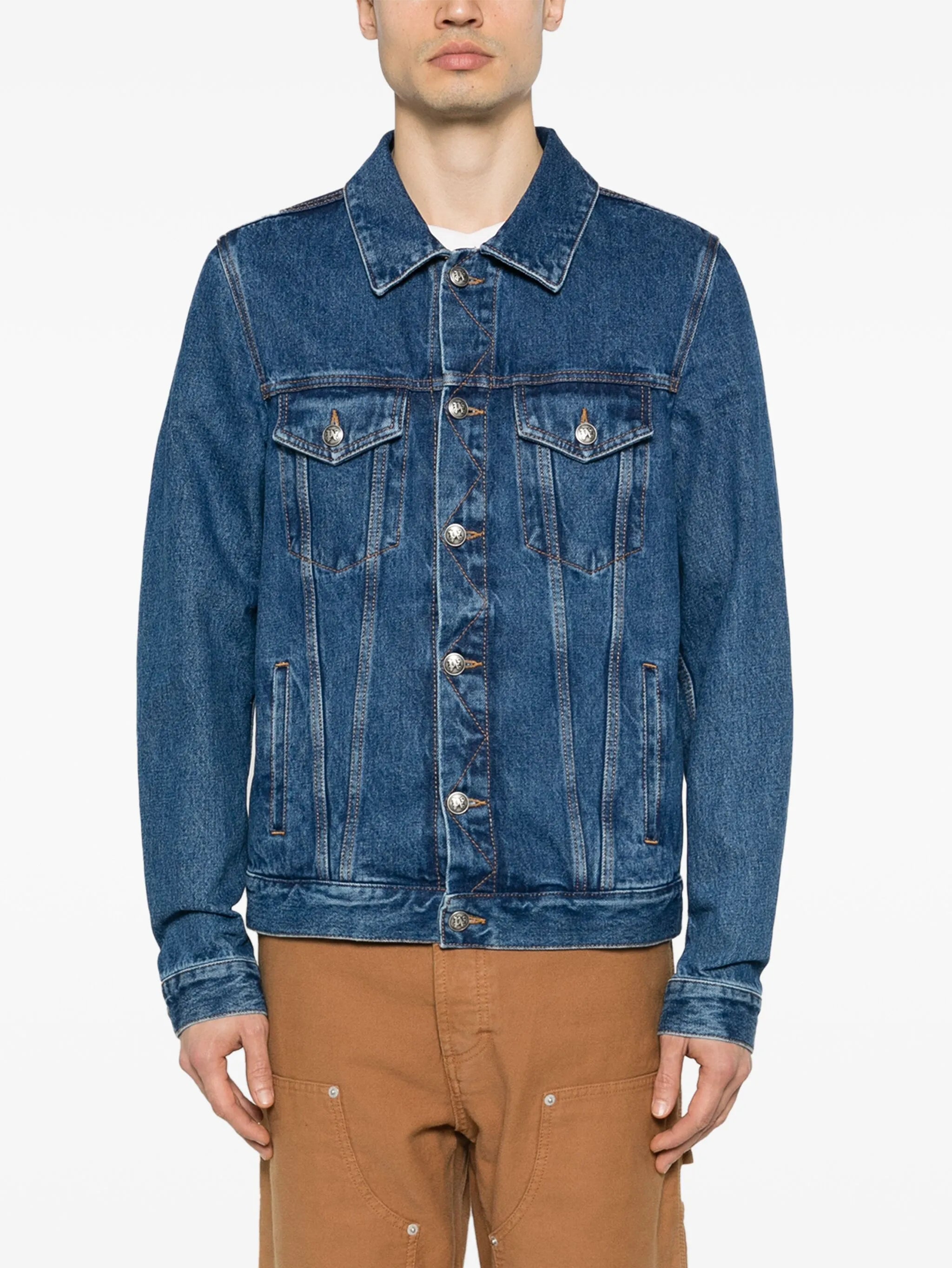 embossed-monogram denim jacket