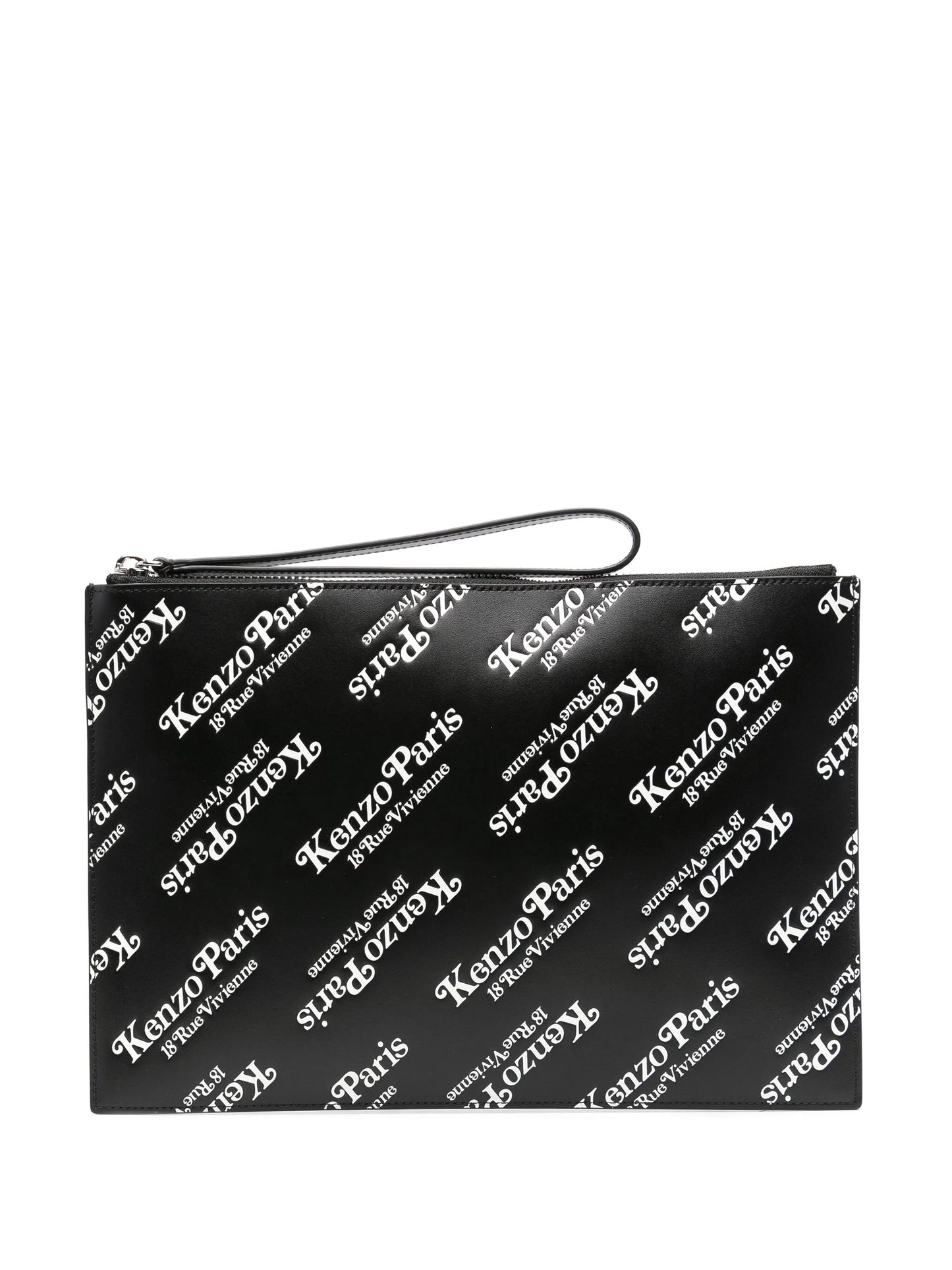 Kenzogram-print leather clutch bag