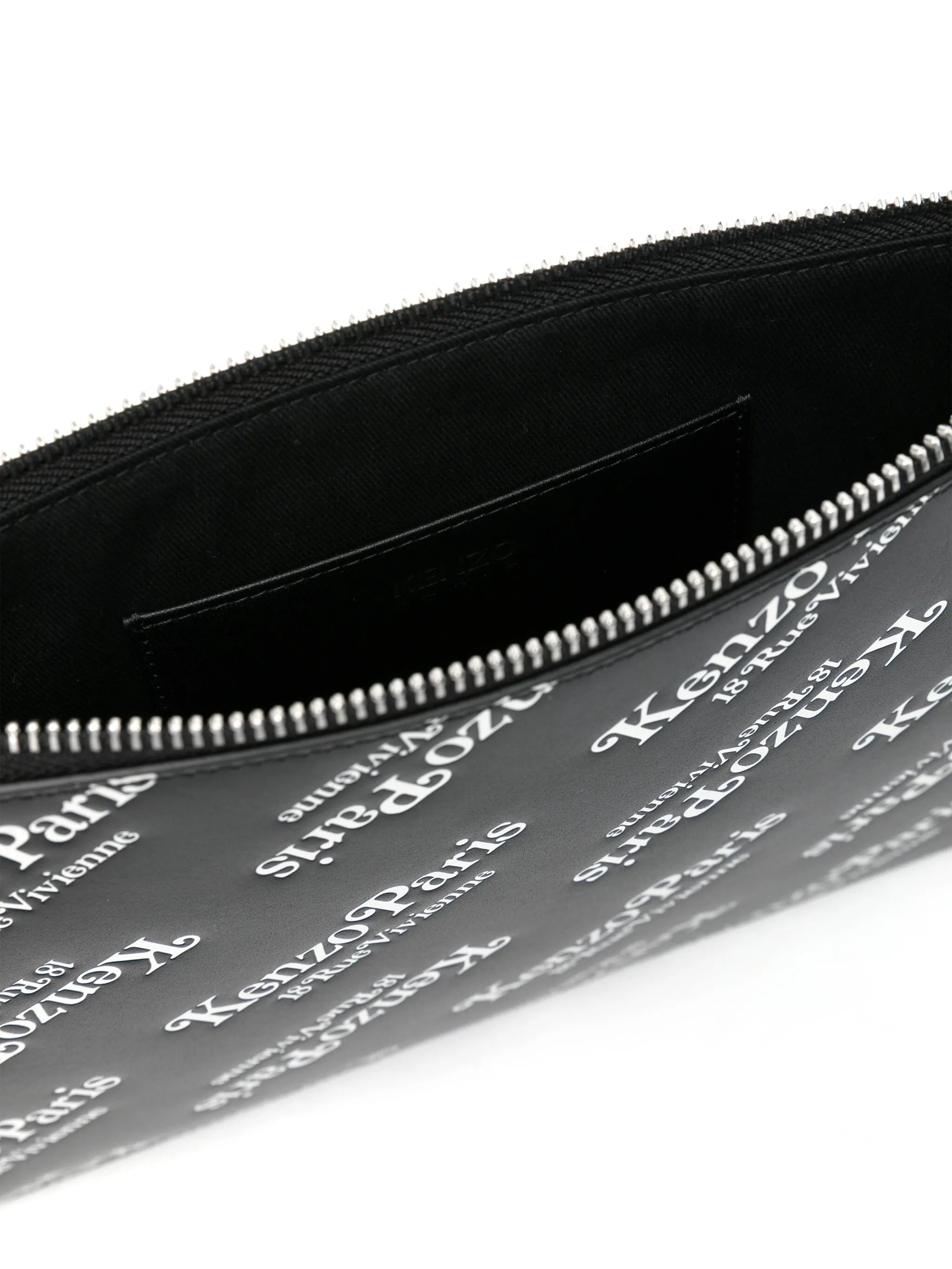 Kenzogram-print leather clutch bag