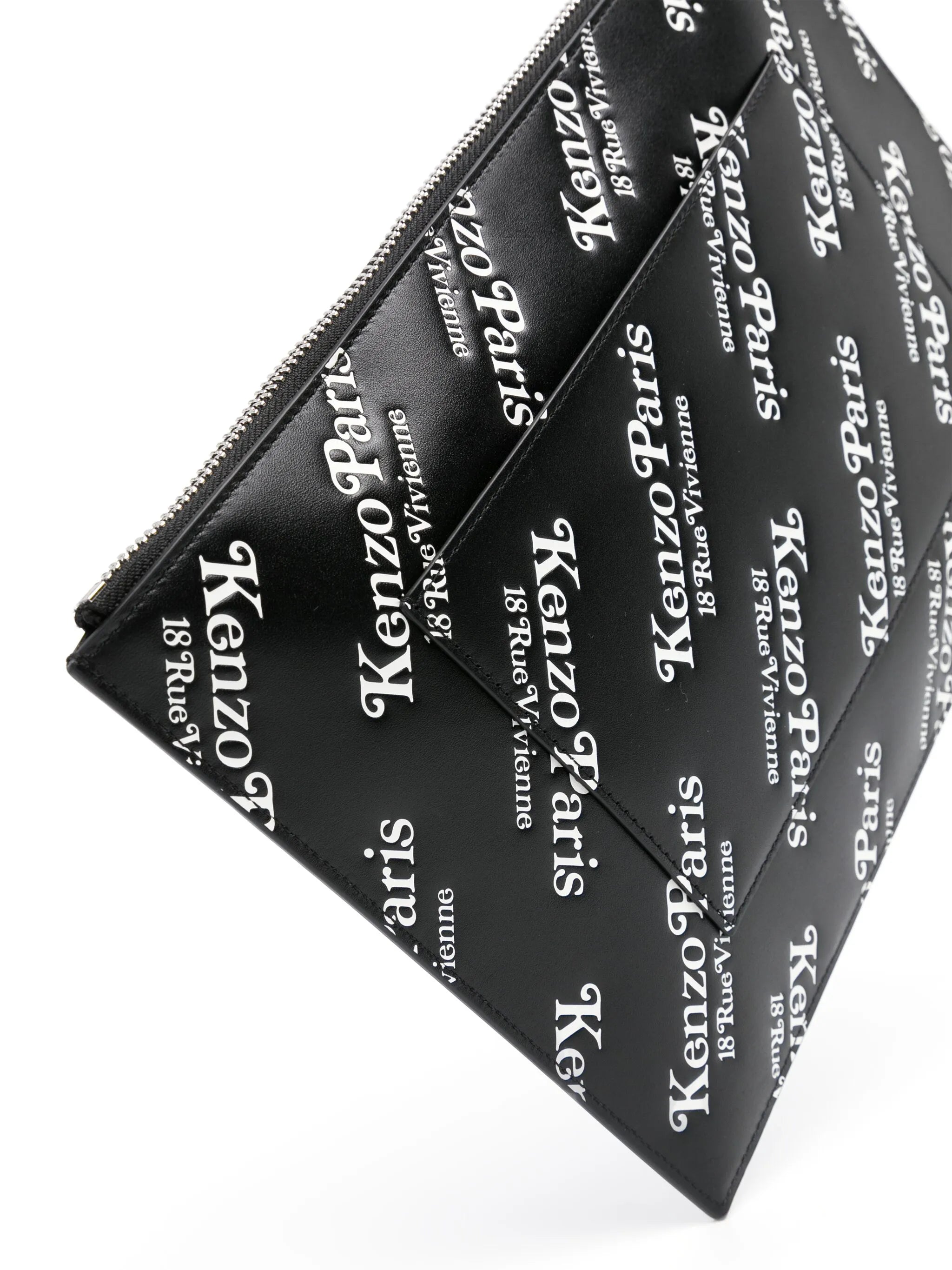 Kenzogram-print leather clutch bag