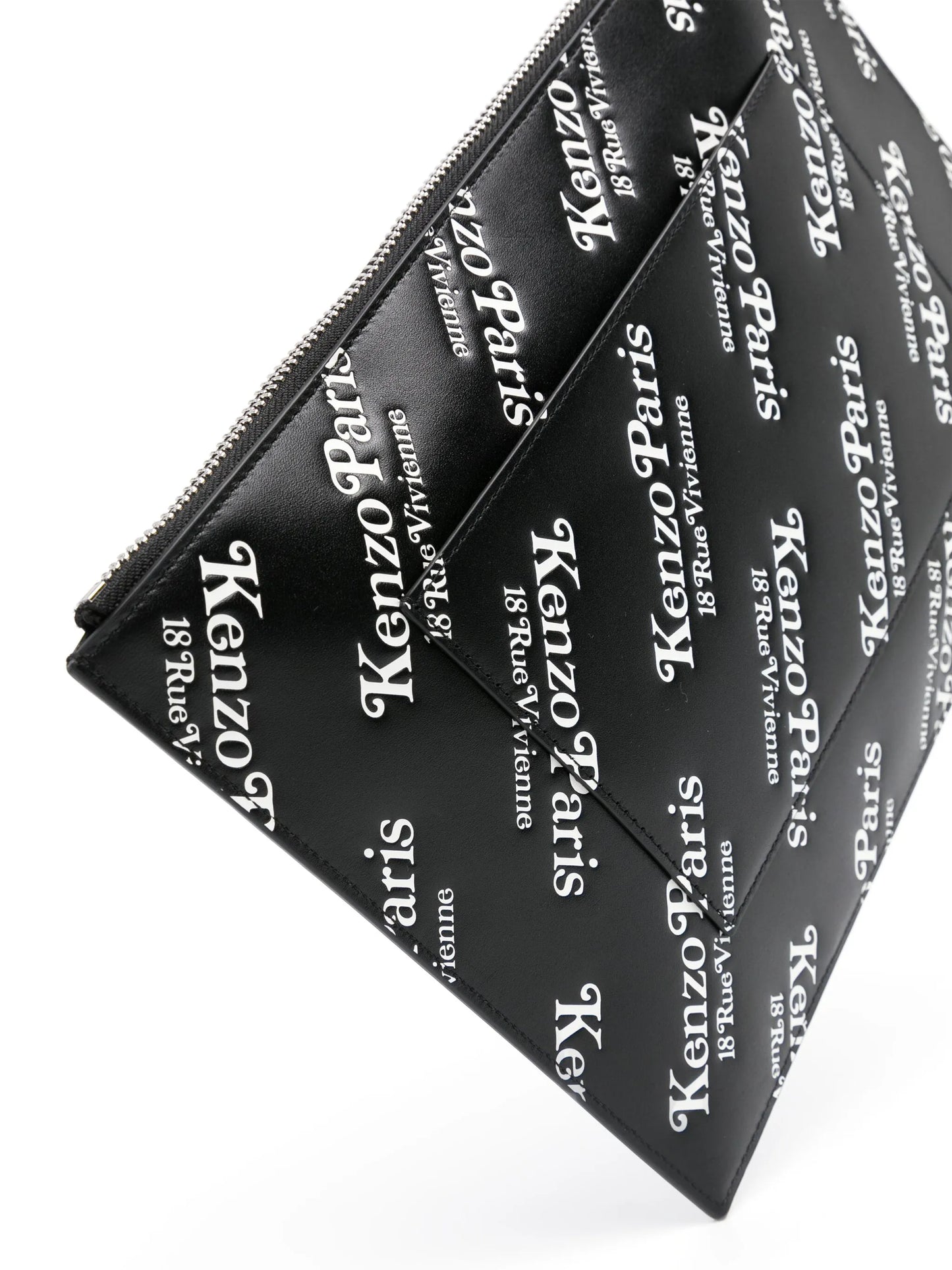 Kenzogram-print leather clutch bag
