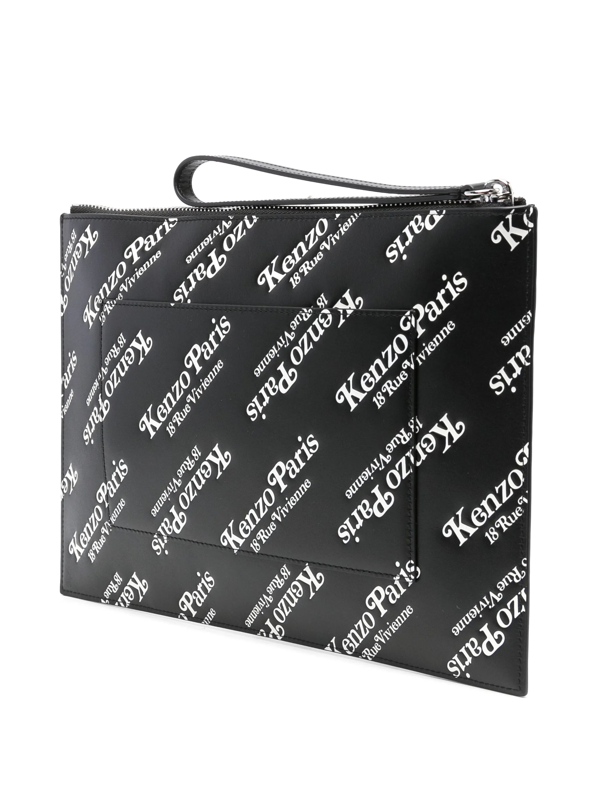 Kenzogram-print leather clutch bag