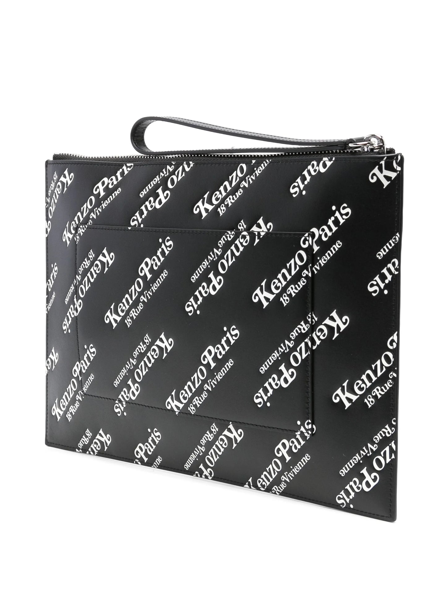 Kenzogram-print leather clutch bag