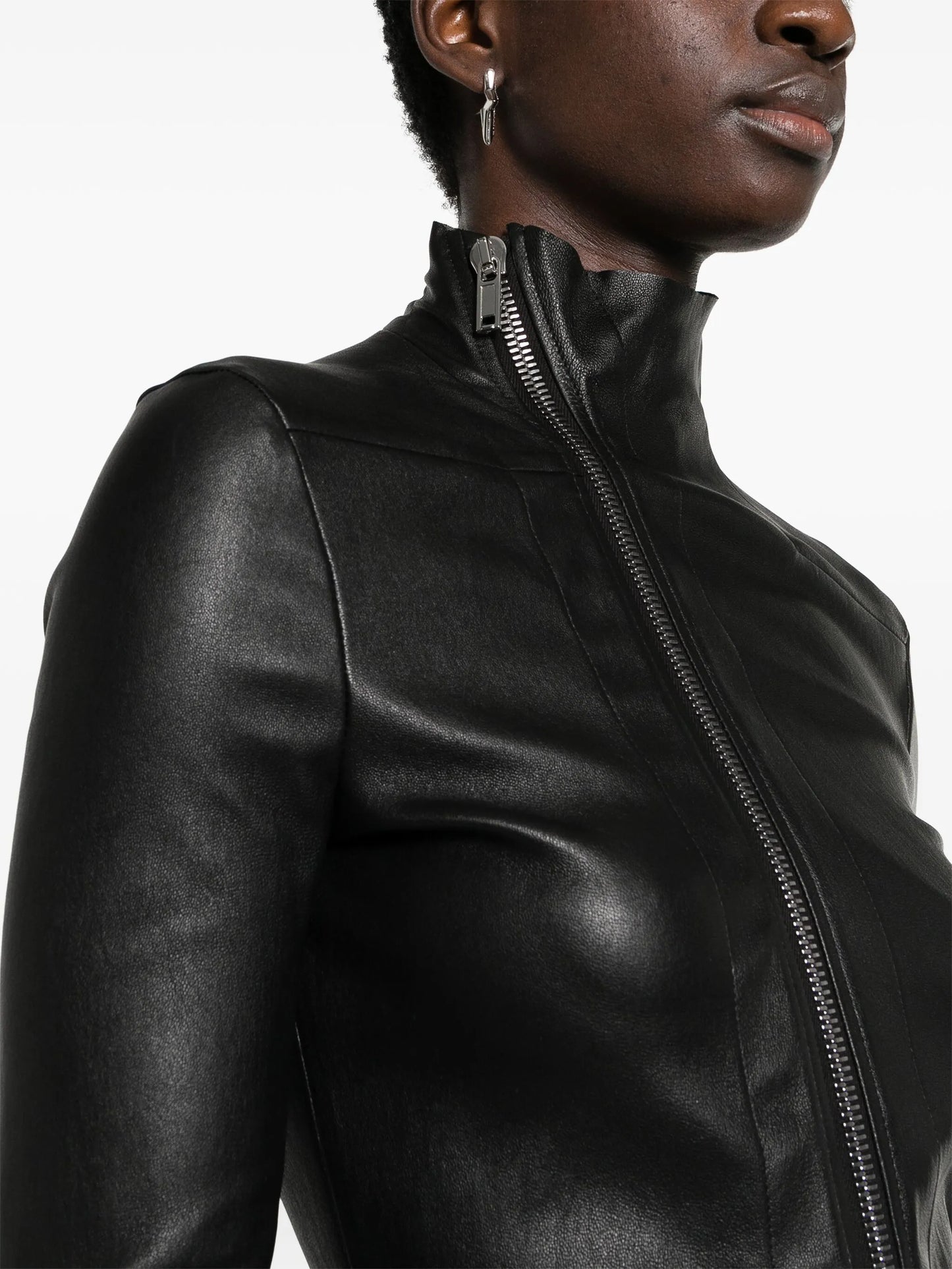 zipped leather jacket
